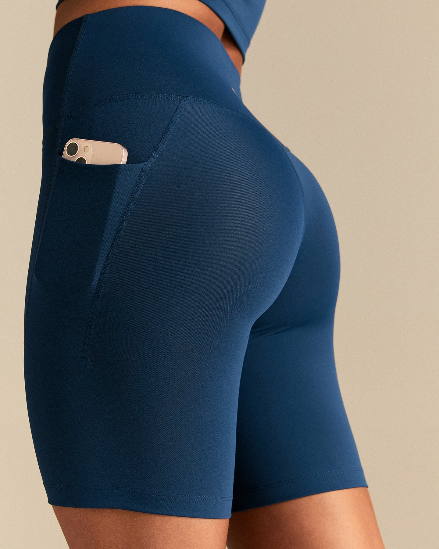 Essential High Waist Cycling Shorts with Pockets | True Navy - Image 3