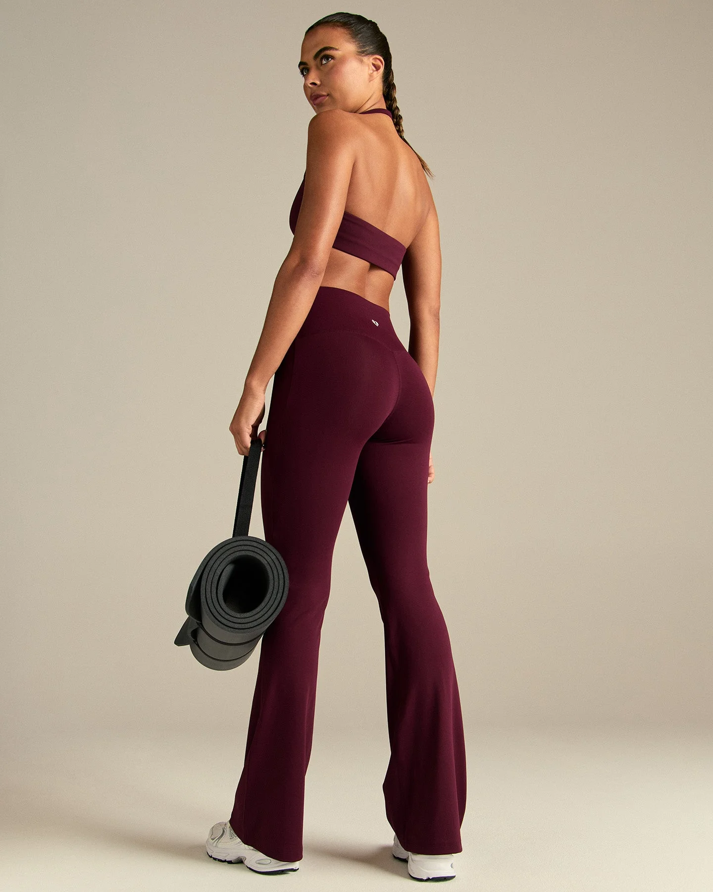 Essential High Waist Flared Leggings | Merlot - Image 4