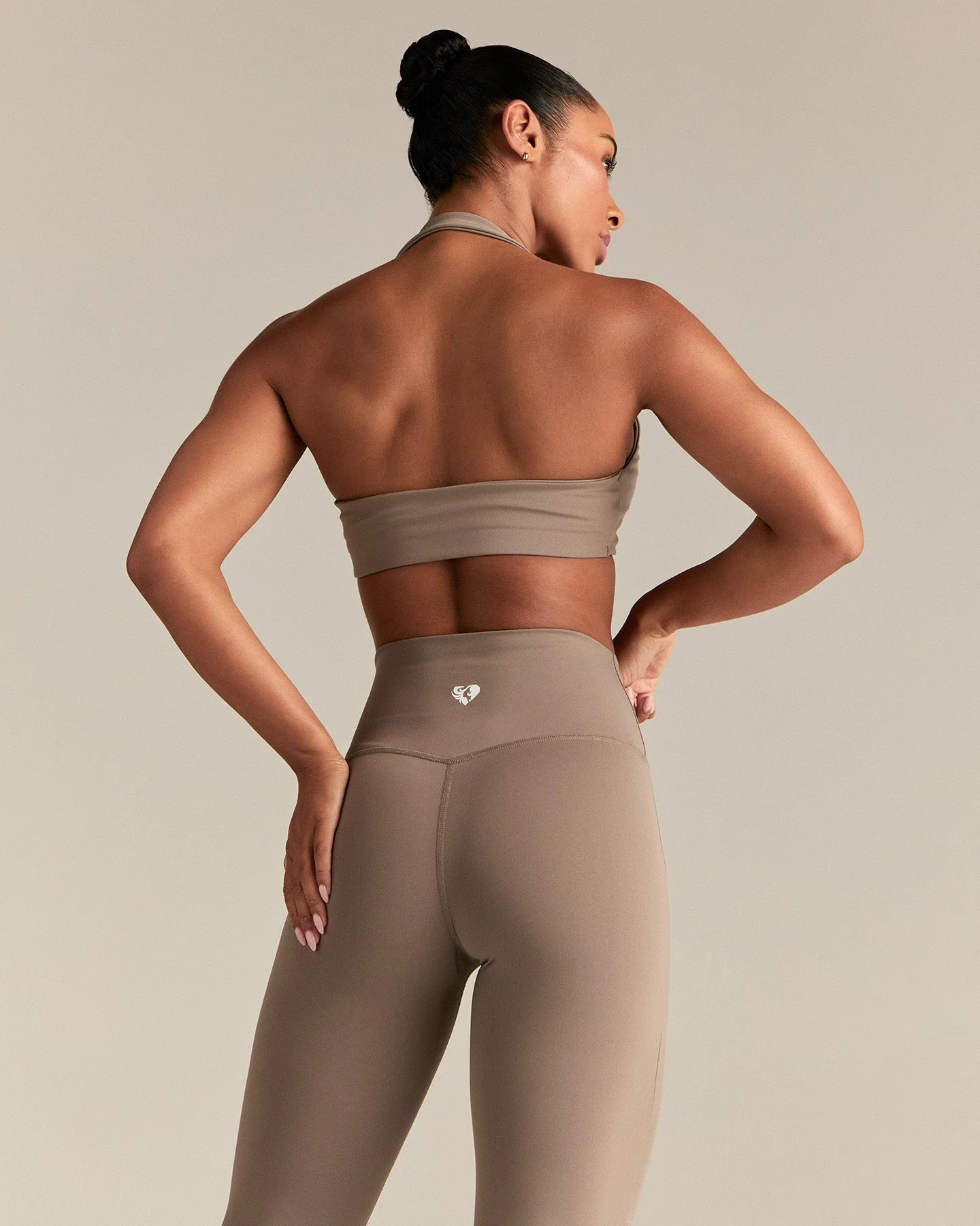 Essential High Waist Flared Leggings | Taupe Grey - Image 7