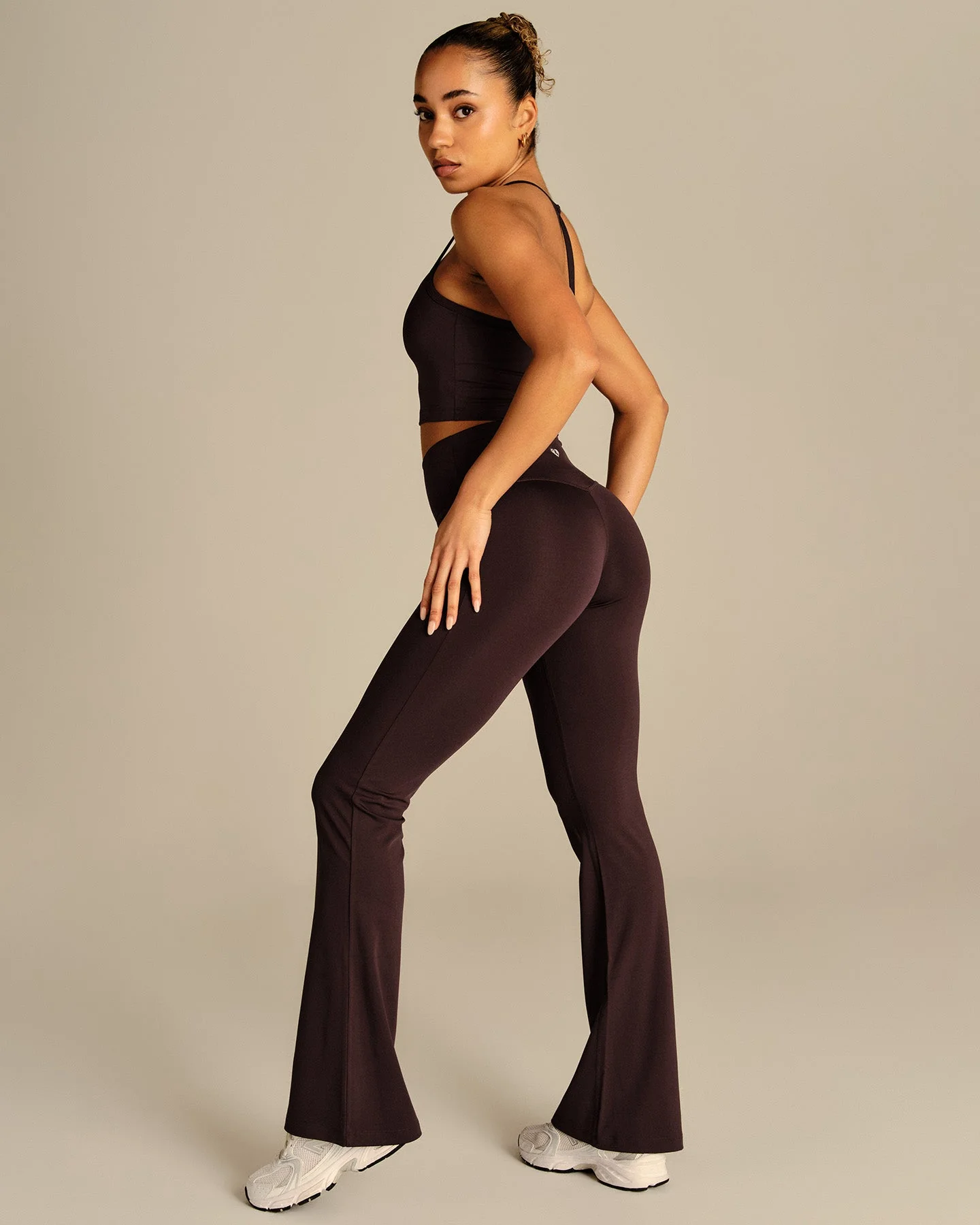 Essential High Waist Flared Leggings | Cafe Noir - Image 3