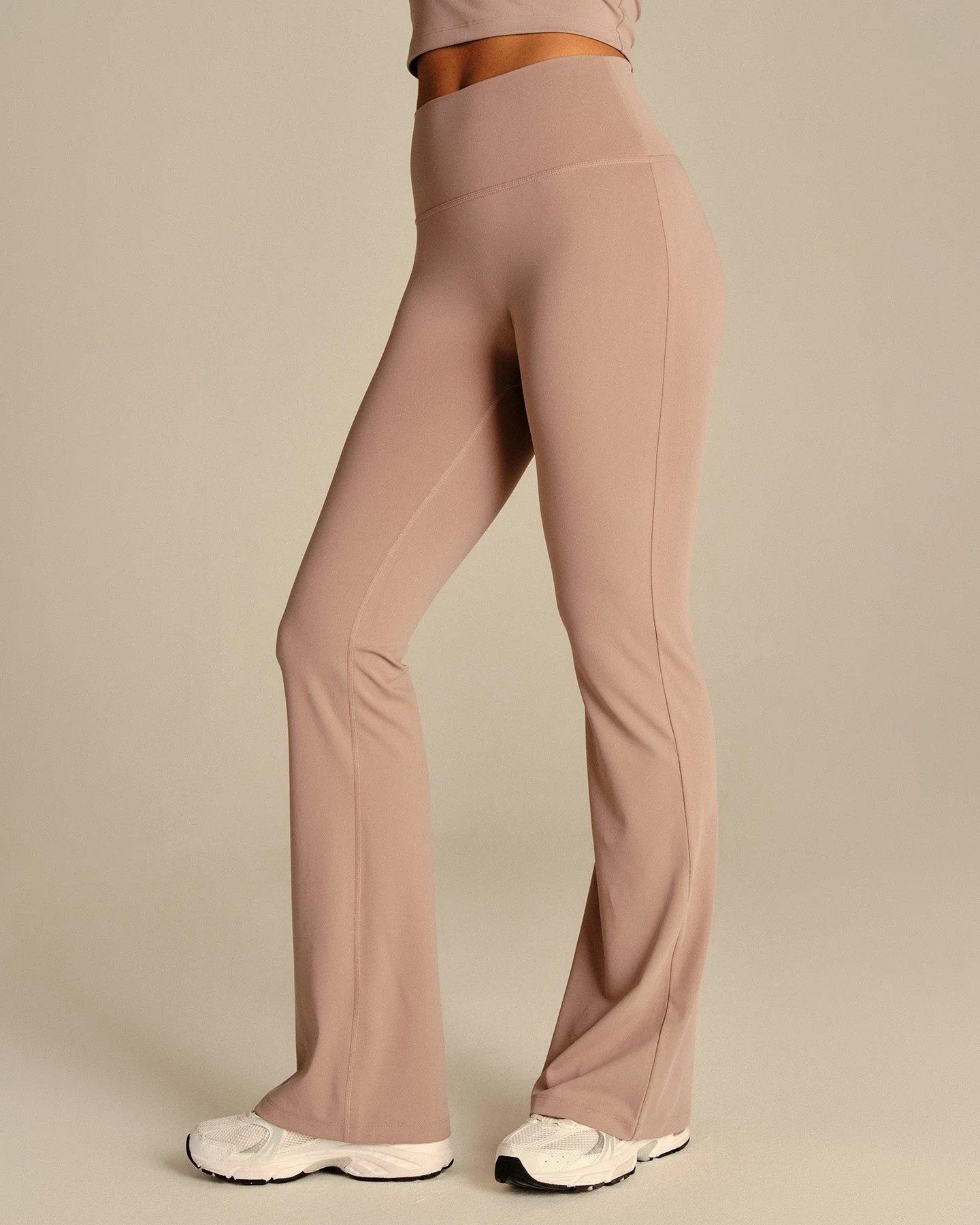 Essential High Waist Flared Leggings | Mauve Taupe