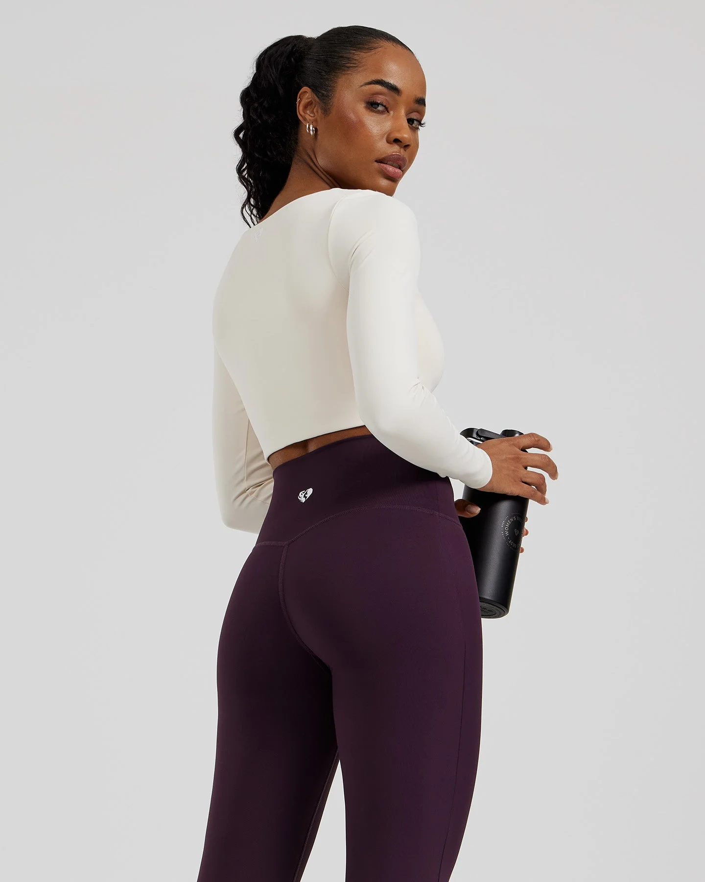 Essential Long Sleeve Built-In Bra Top | Off White - Image 6