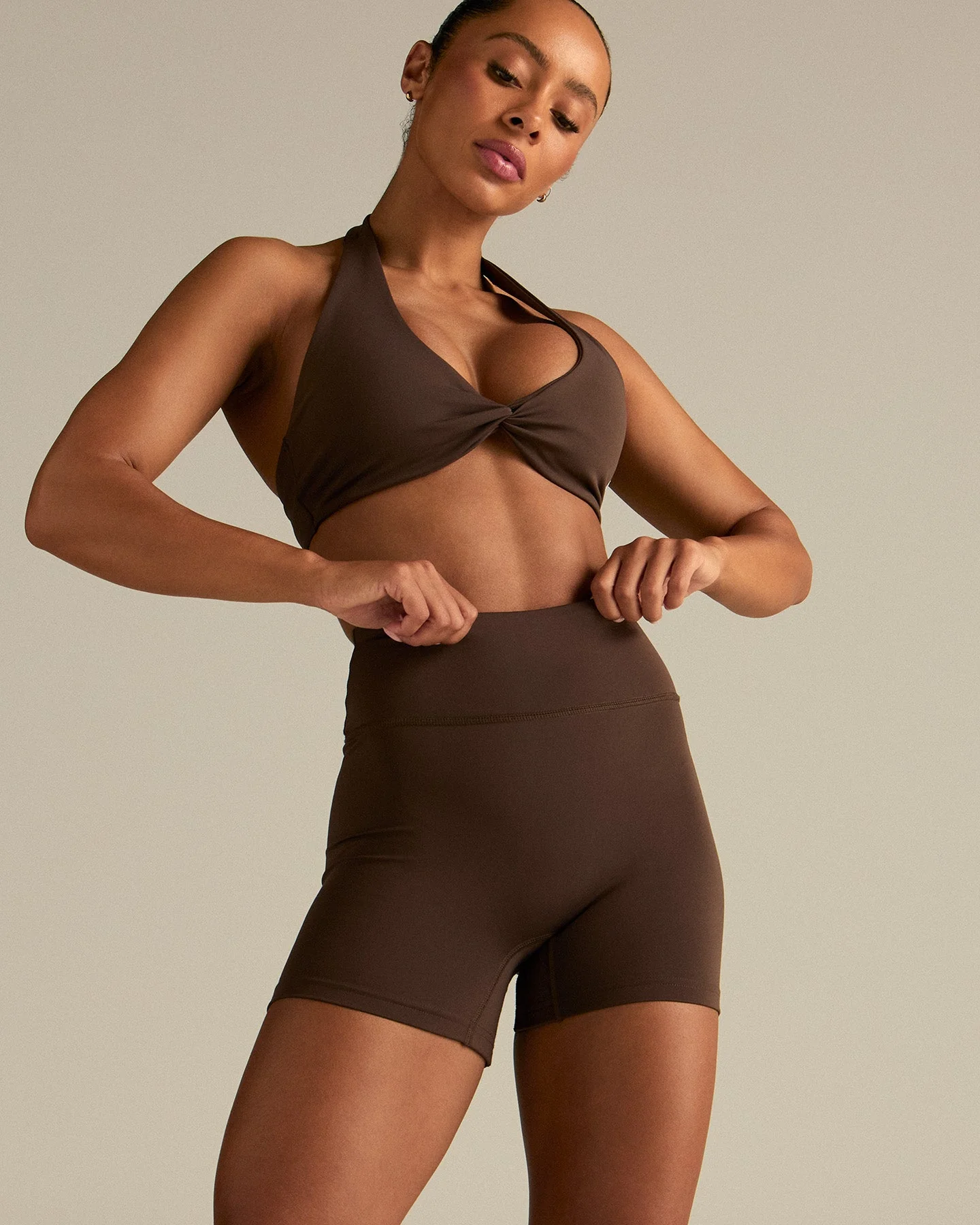 Essential High Waist Shorts | Cocoa - Image 6