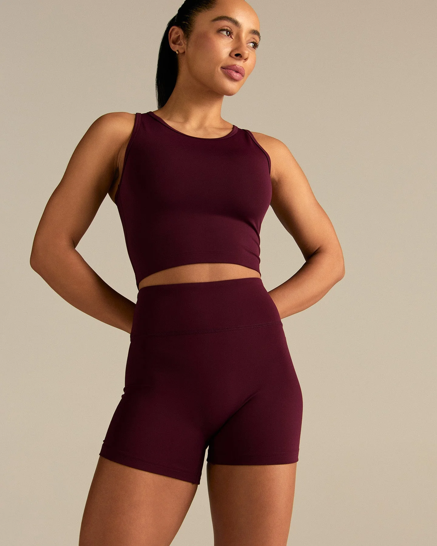 Essential High Waist Shorts | Merlot - Image 8