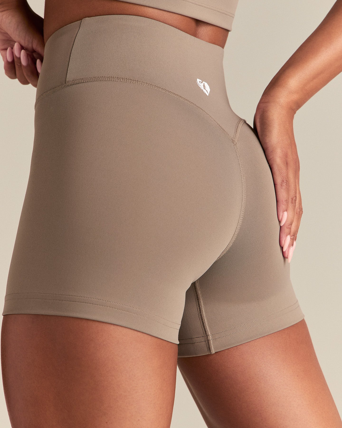 Essential High Waist Shorts | Taupe Grey - Image 7