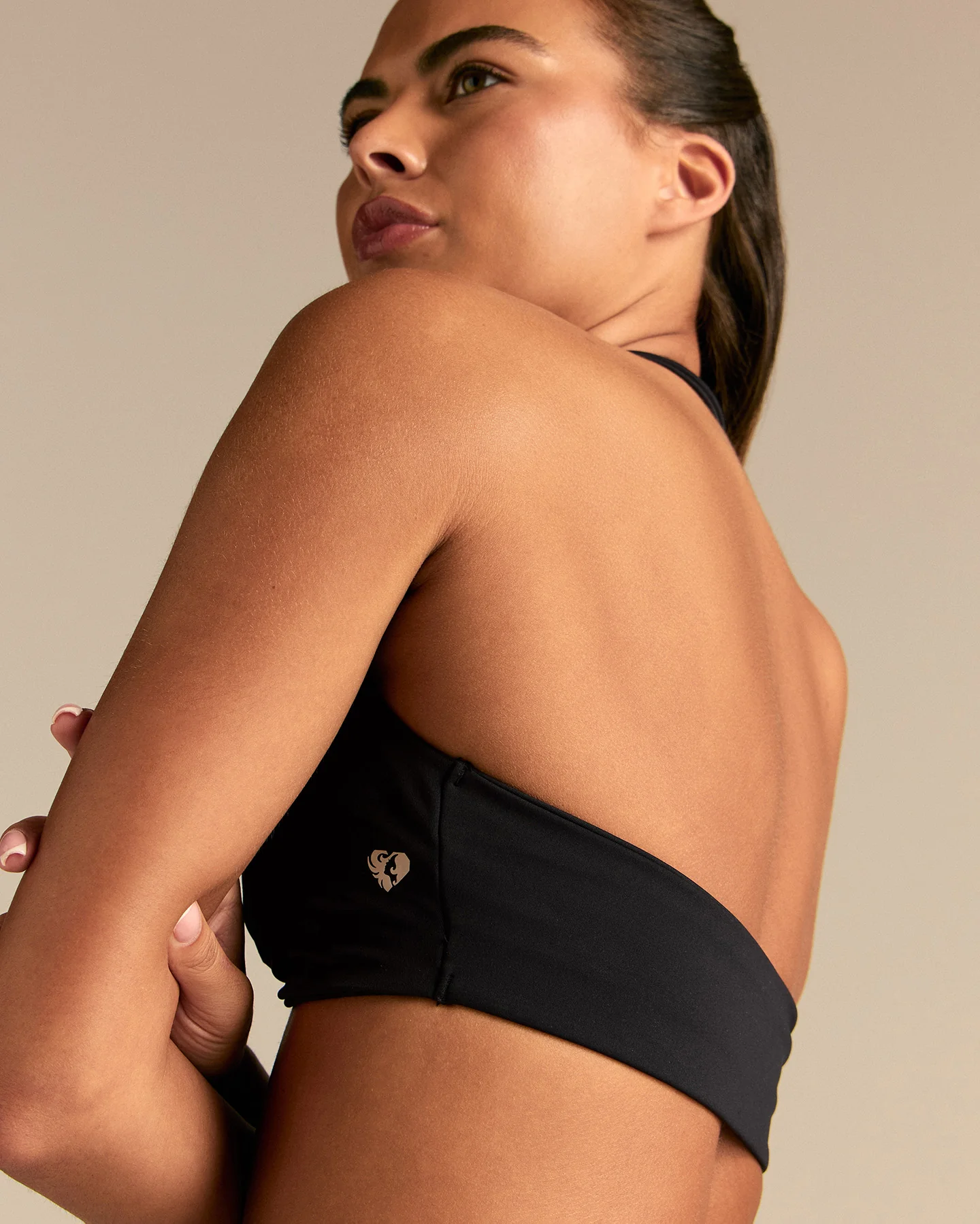 Essential Twist Front Halter Bra | Black - Image 2