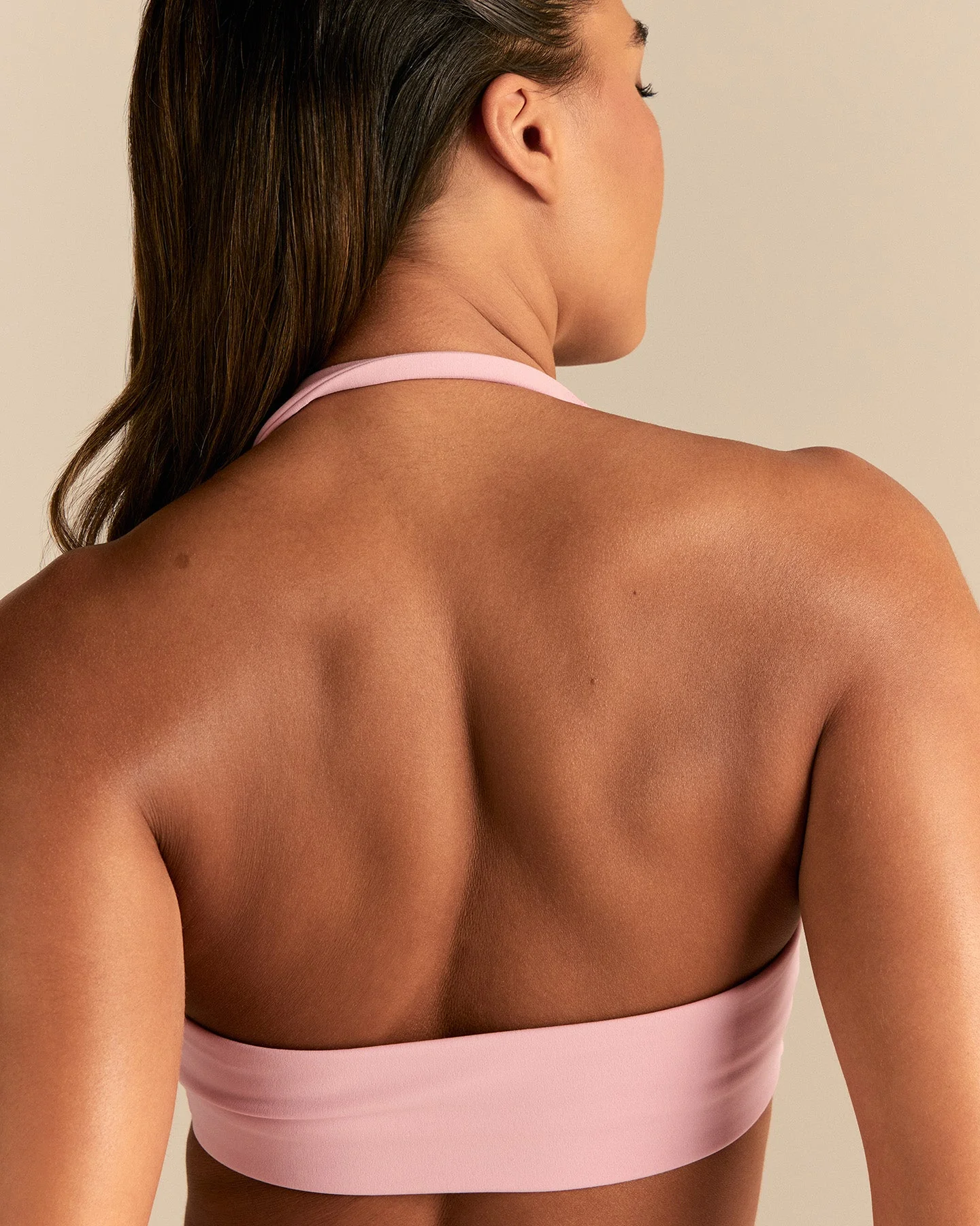 Essential Twist Front Halter Bra | Sweet Pink - Image 2