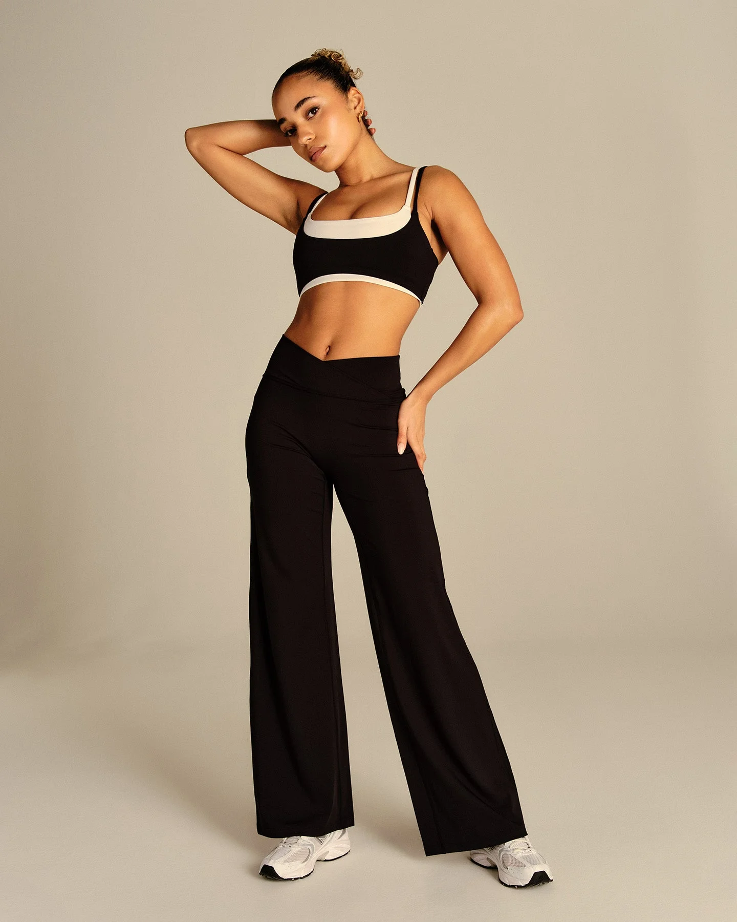 Essential Wrap High Waist Straight Leg Pants | Black - Image 4