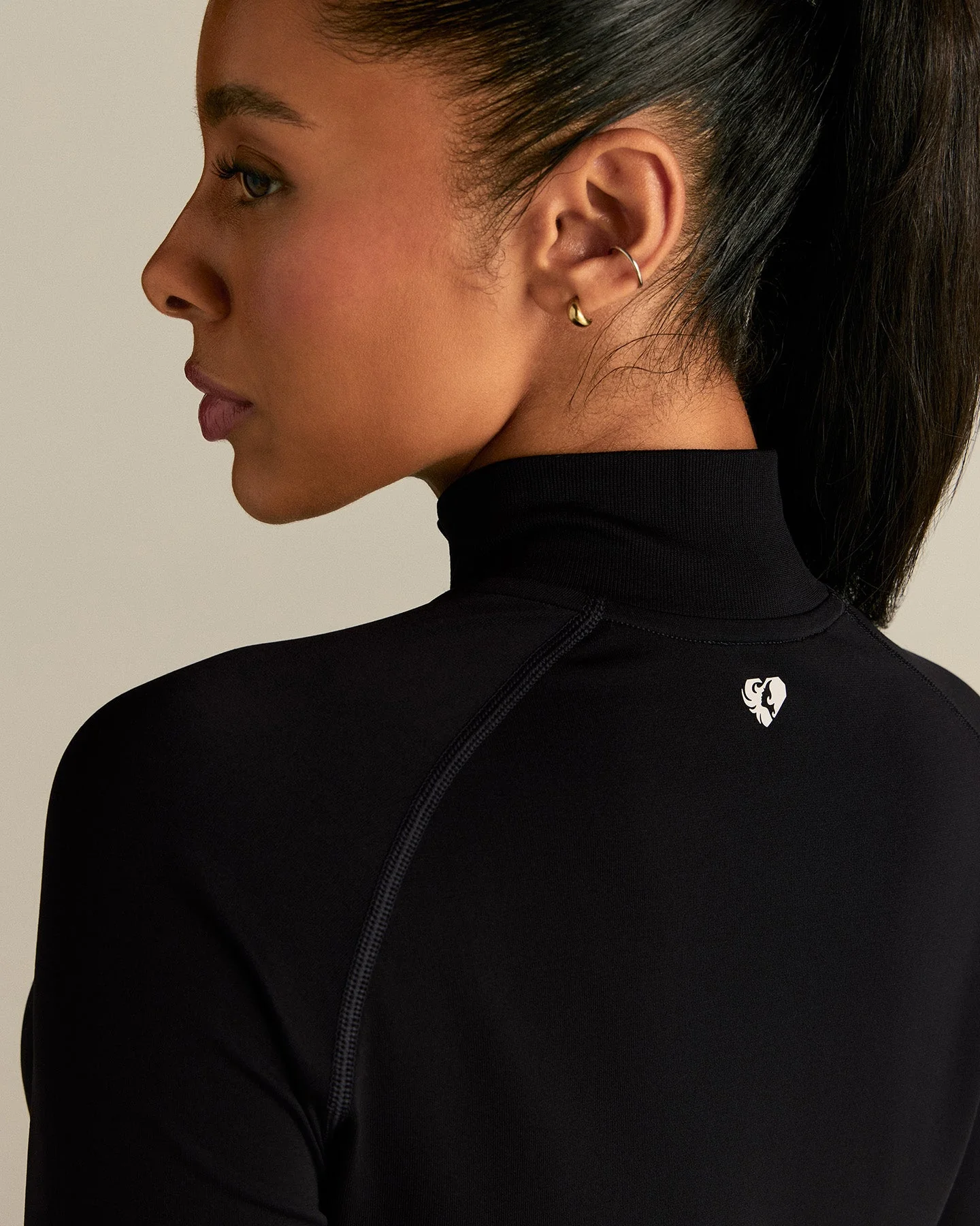 Lightweight Long Sleeve 1/4 Zip Top | Black - Image 2