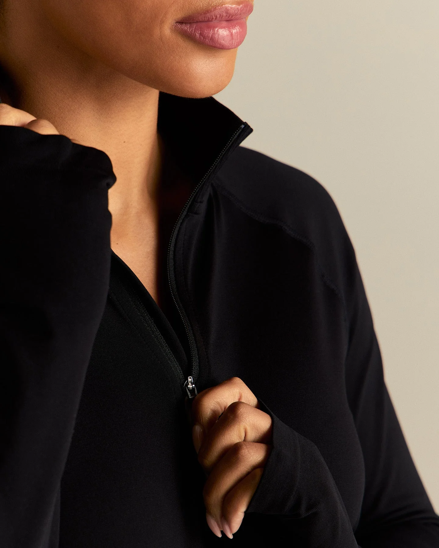 Lightweight Long Sleeve 1/4 Zip Top | Black - Image 3