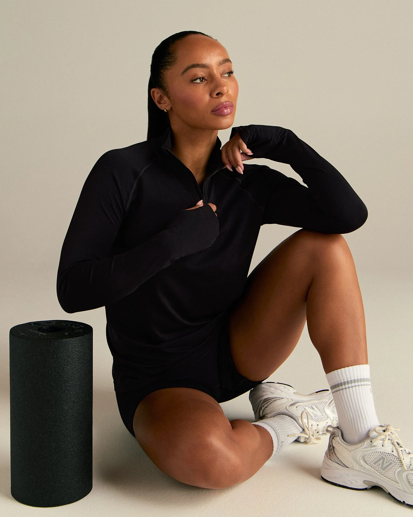 Lightweight Long Sleeve 1/4 Zip Top | Black - Image 6