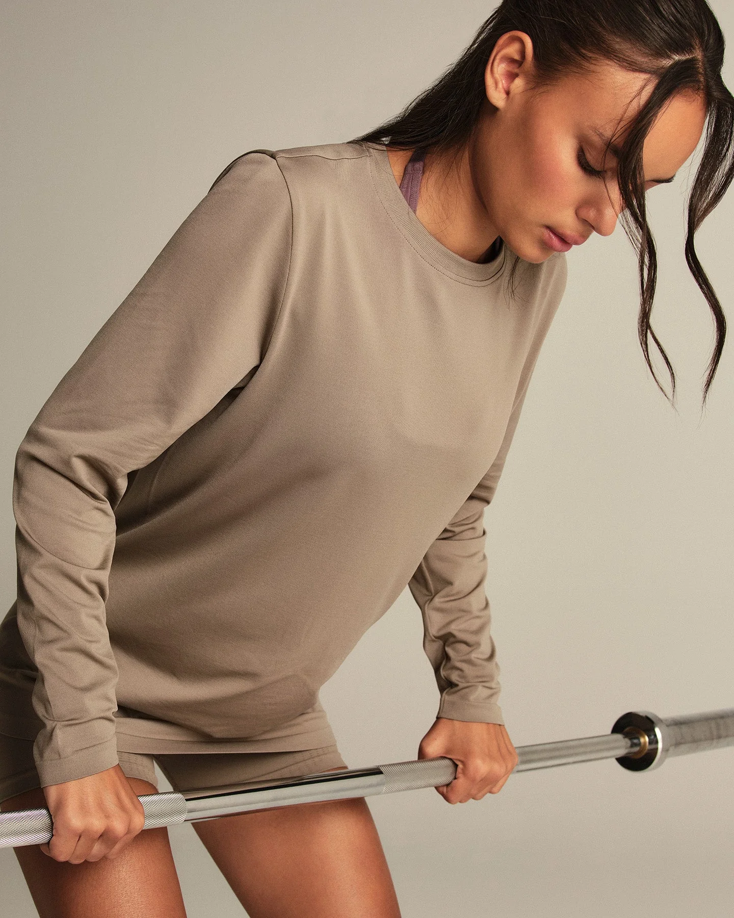 Lightweight Long Sleeve T-Shirt | Taupe Grey - Image 8