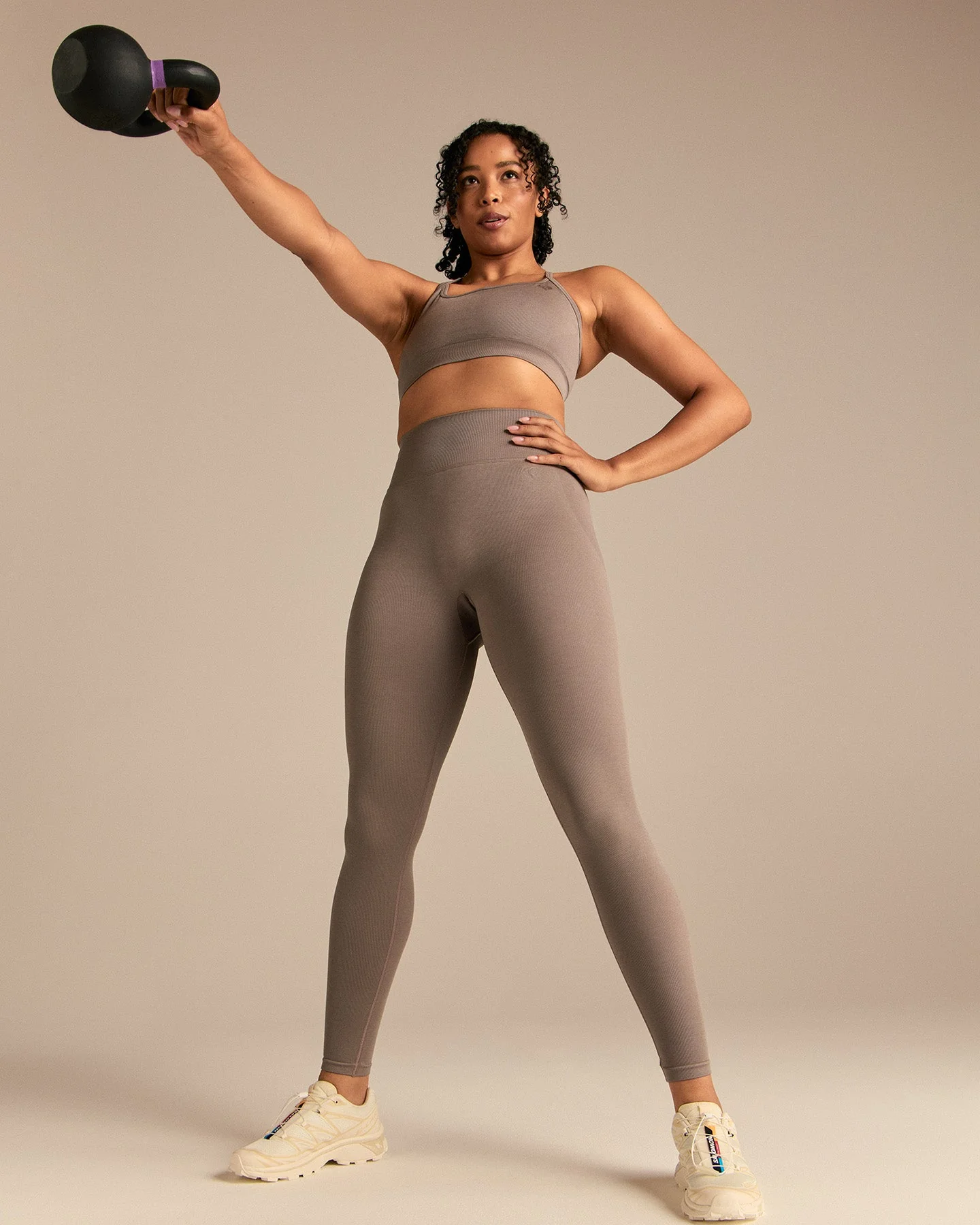 Motion Seamless Straight Neck Bra | Taupe Grey - Image 4