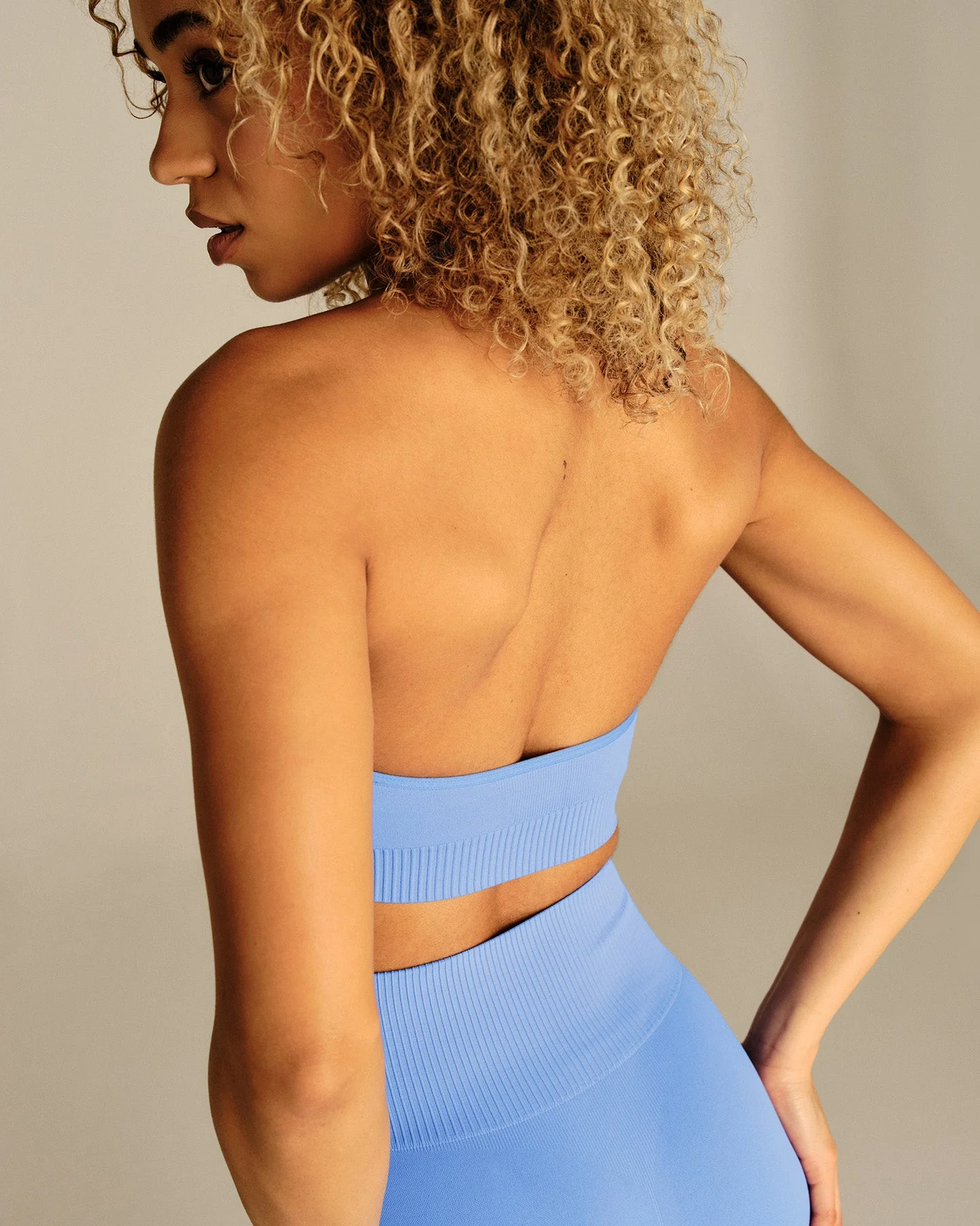 Power Halter Neck Bra | Chambray Blue - Image 2