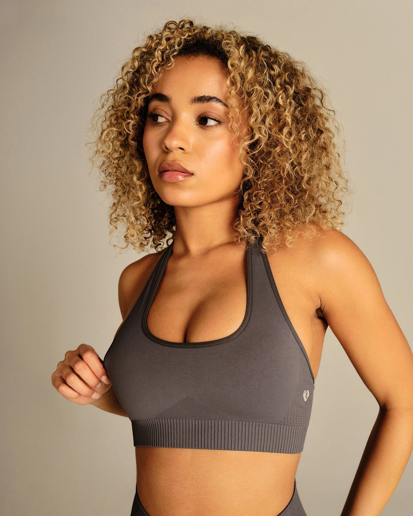Power Halter Neck Bra | Slate Grey - Image 6