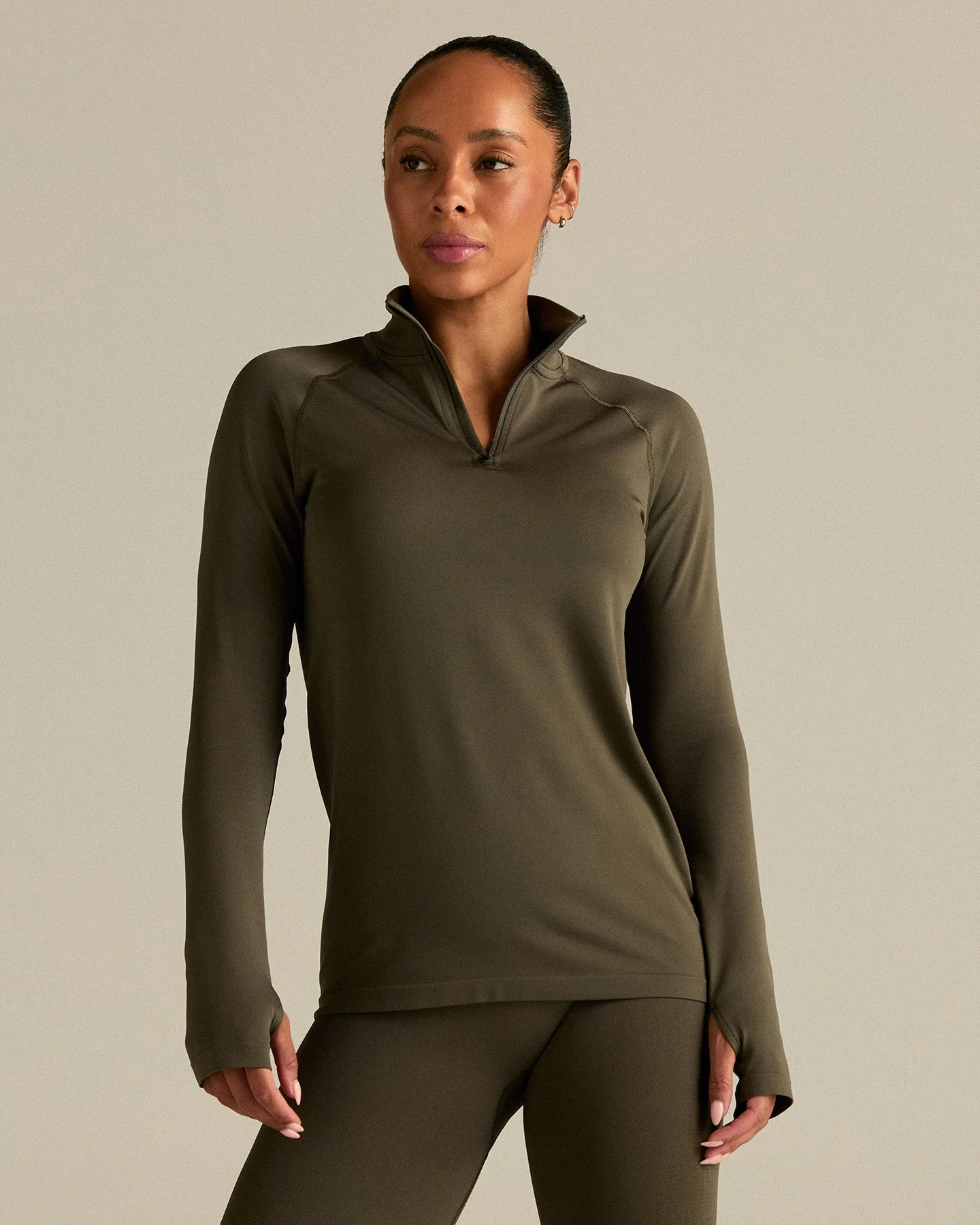 Lightweight Long Sleeve 1/4 Zip Top | Dark Olive