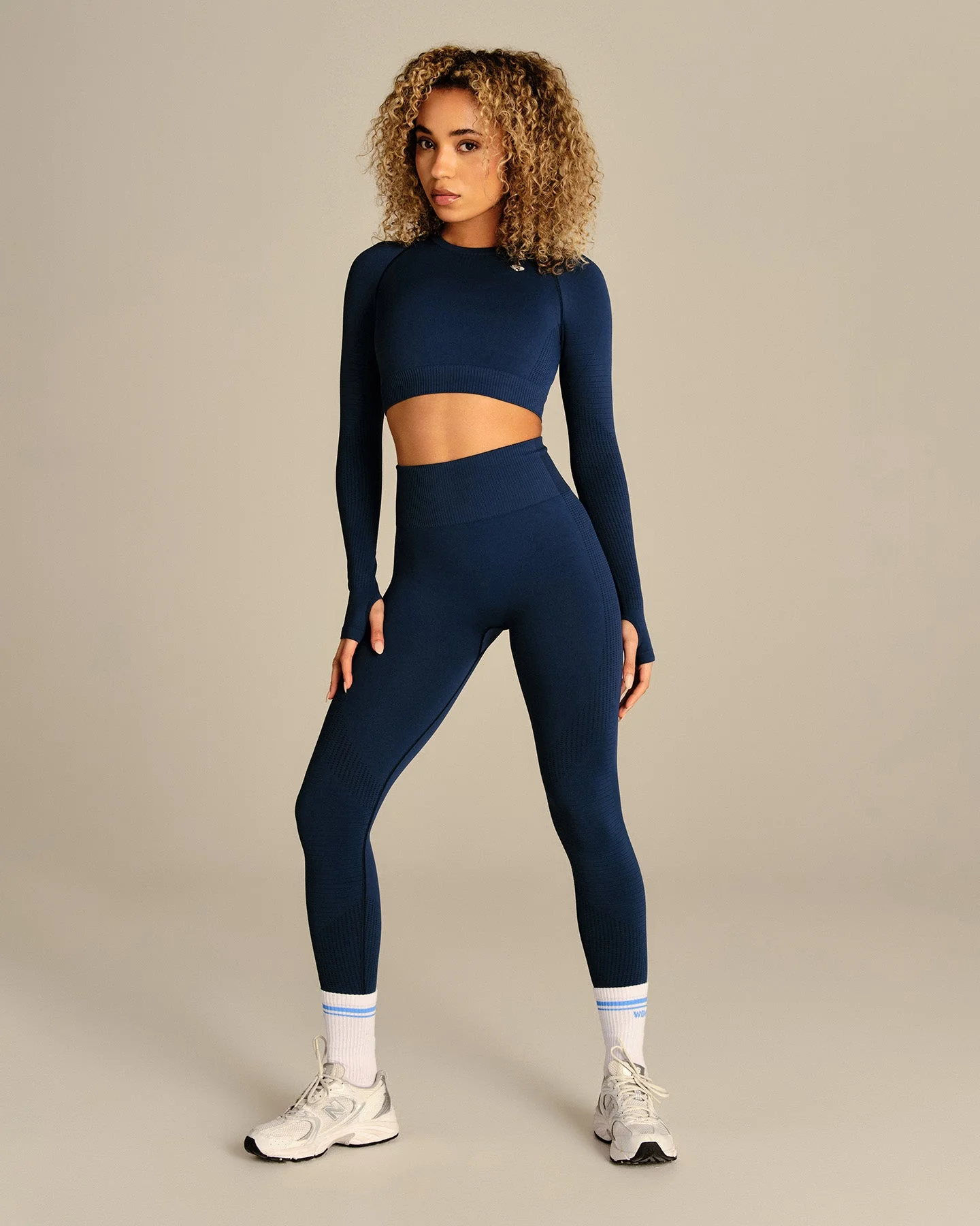 Power Long Sleeve Crop Top | True Navy - Image 3