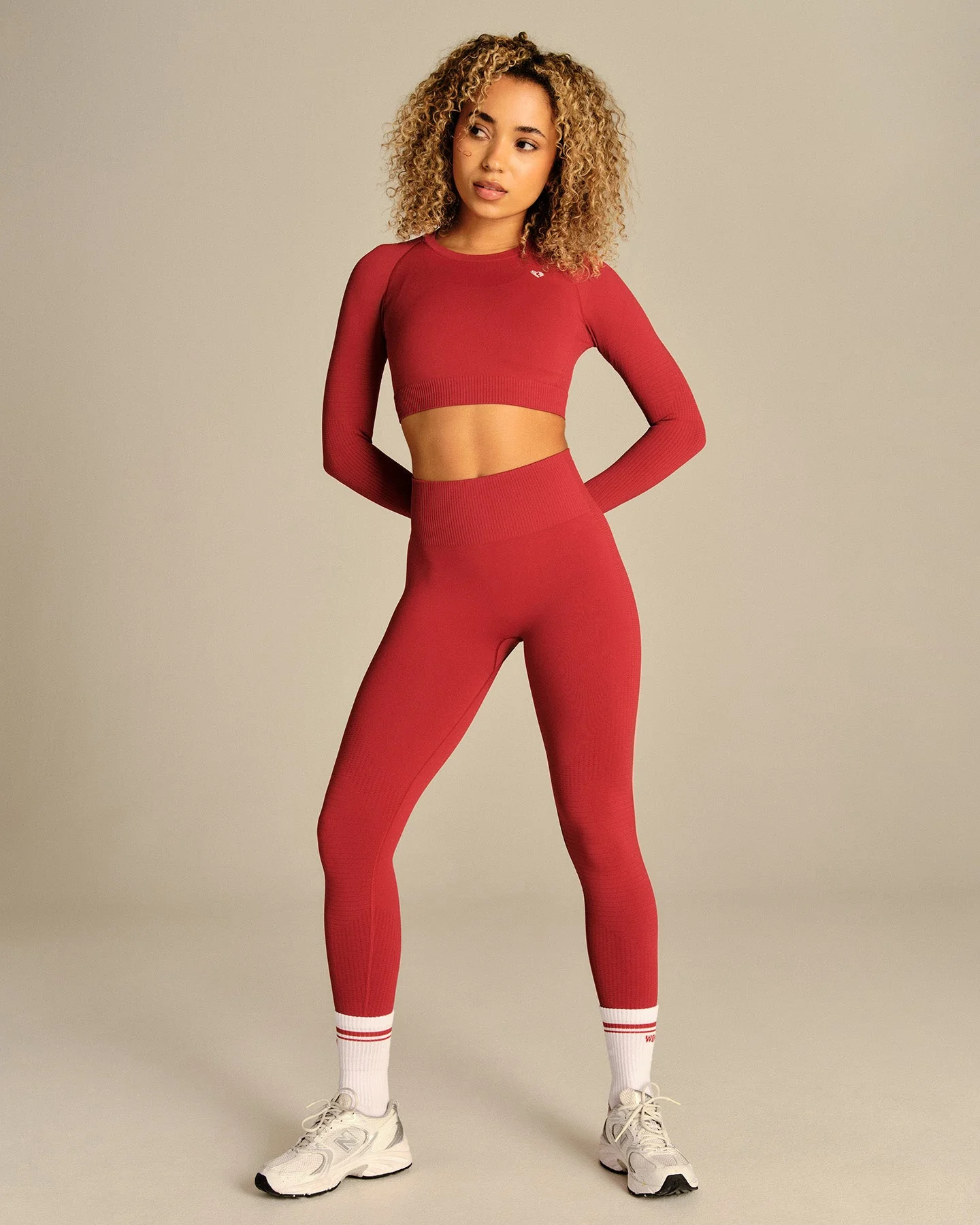 Power Long Sleeve Crop Top | True Red - Image 3