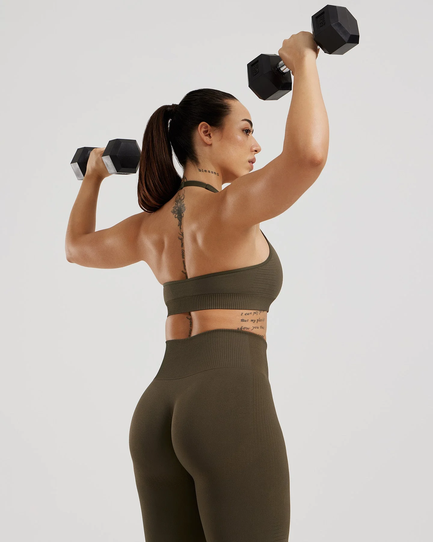 Power Halter Neck Bra | Dark Olive - Image 4