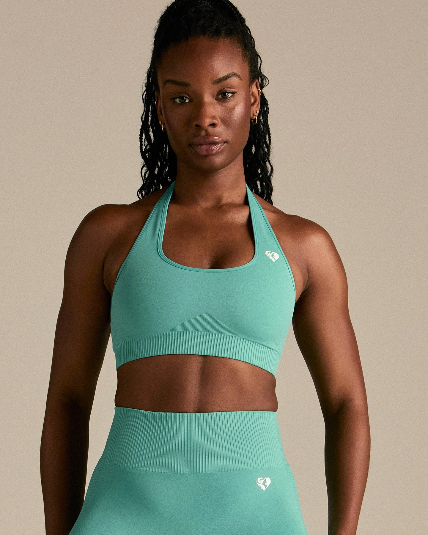 Power Halter Neck Bra | Marine Green