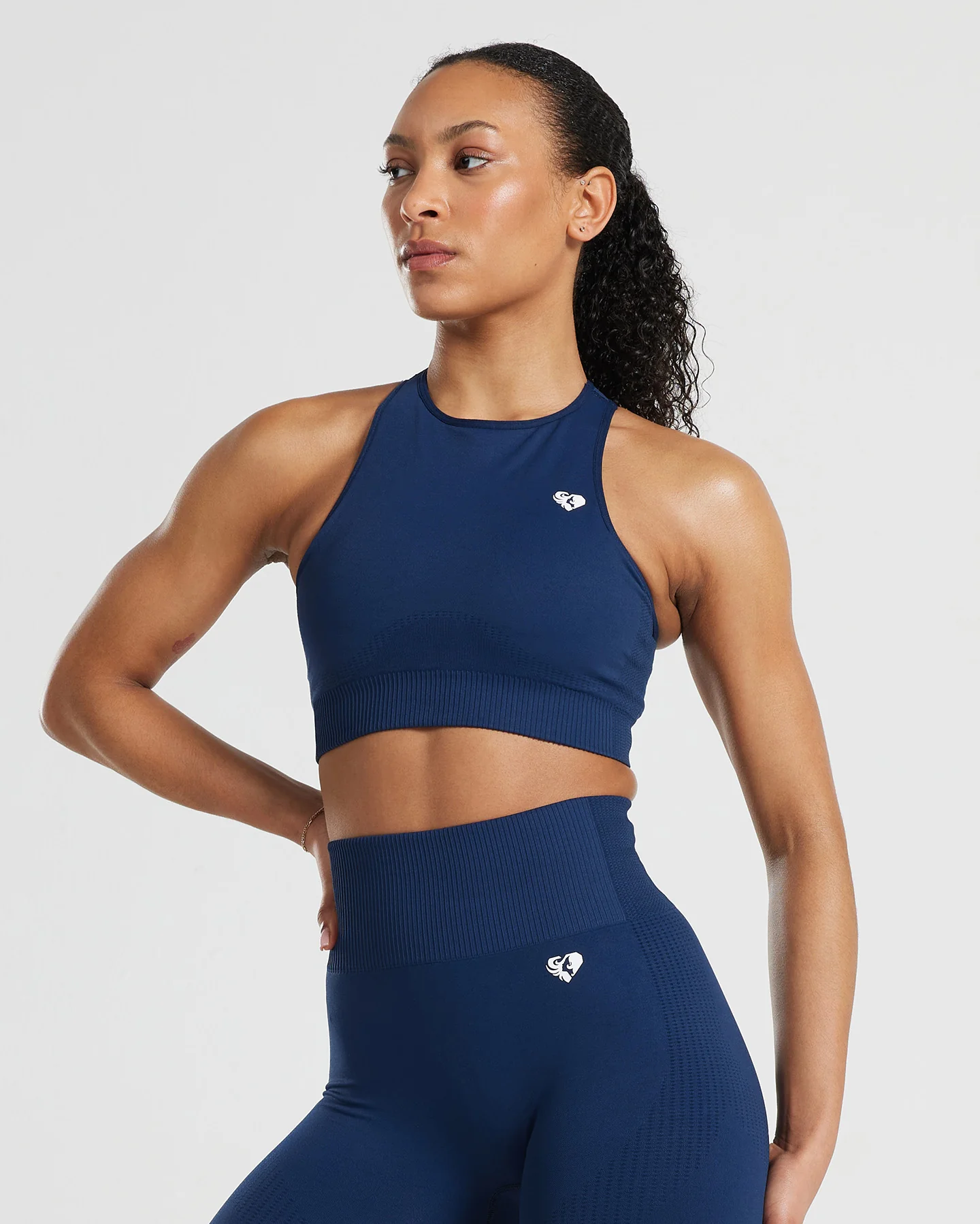 Power High Neck Bra | Sapphire Blue