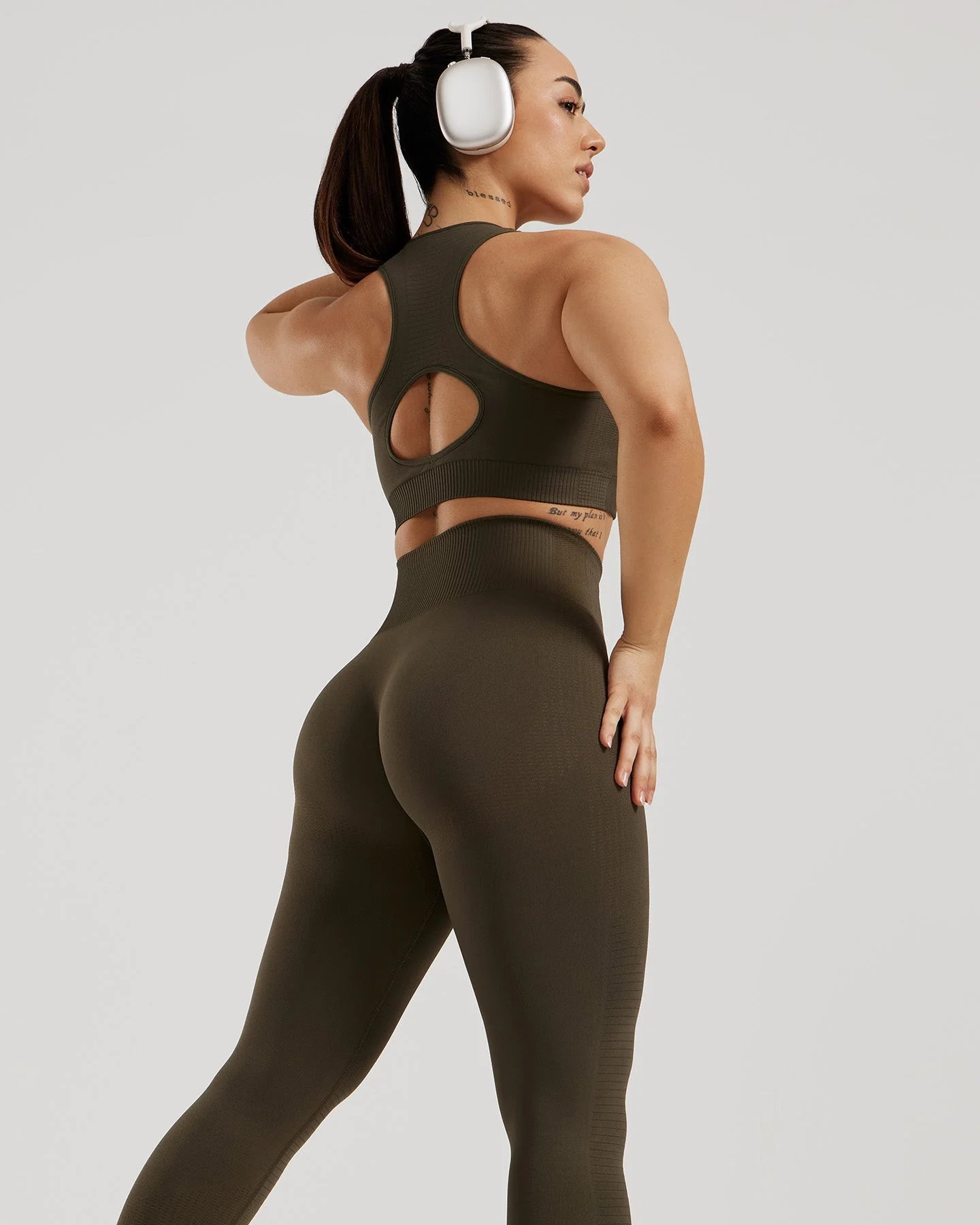 Power High Waist Leggings | Dark Olive - Image 6