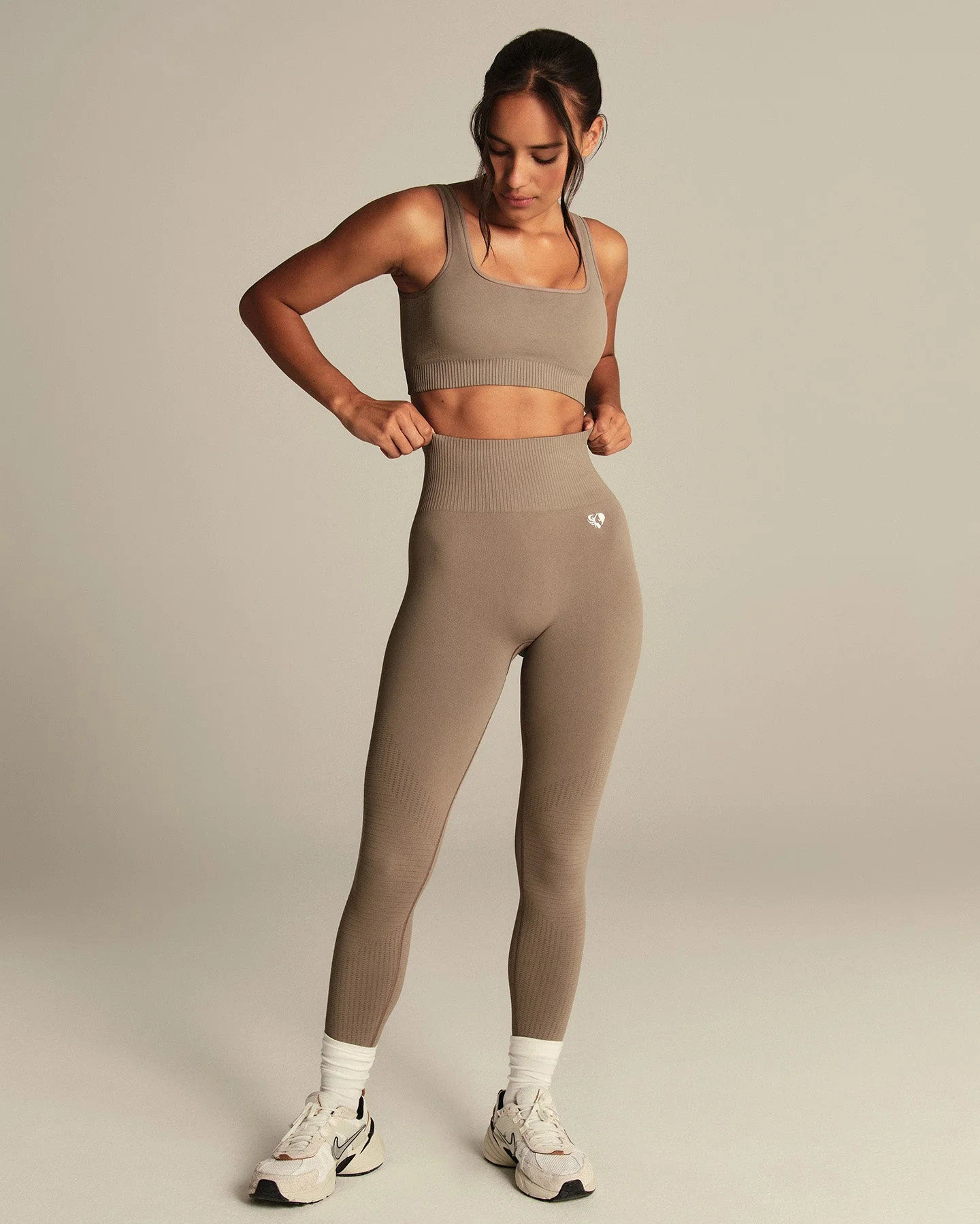 Power High Waist Leggings | Taupe Grey - Image 6
