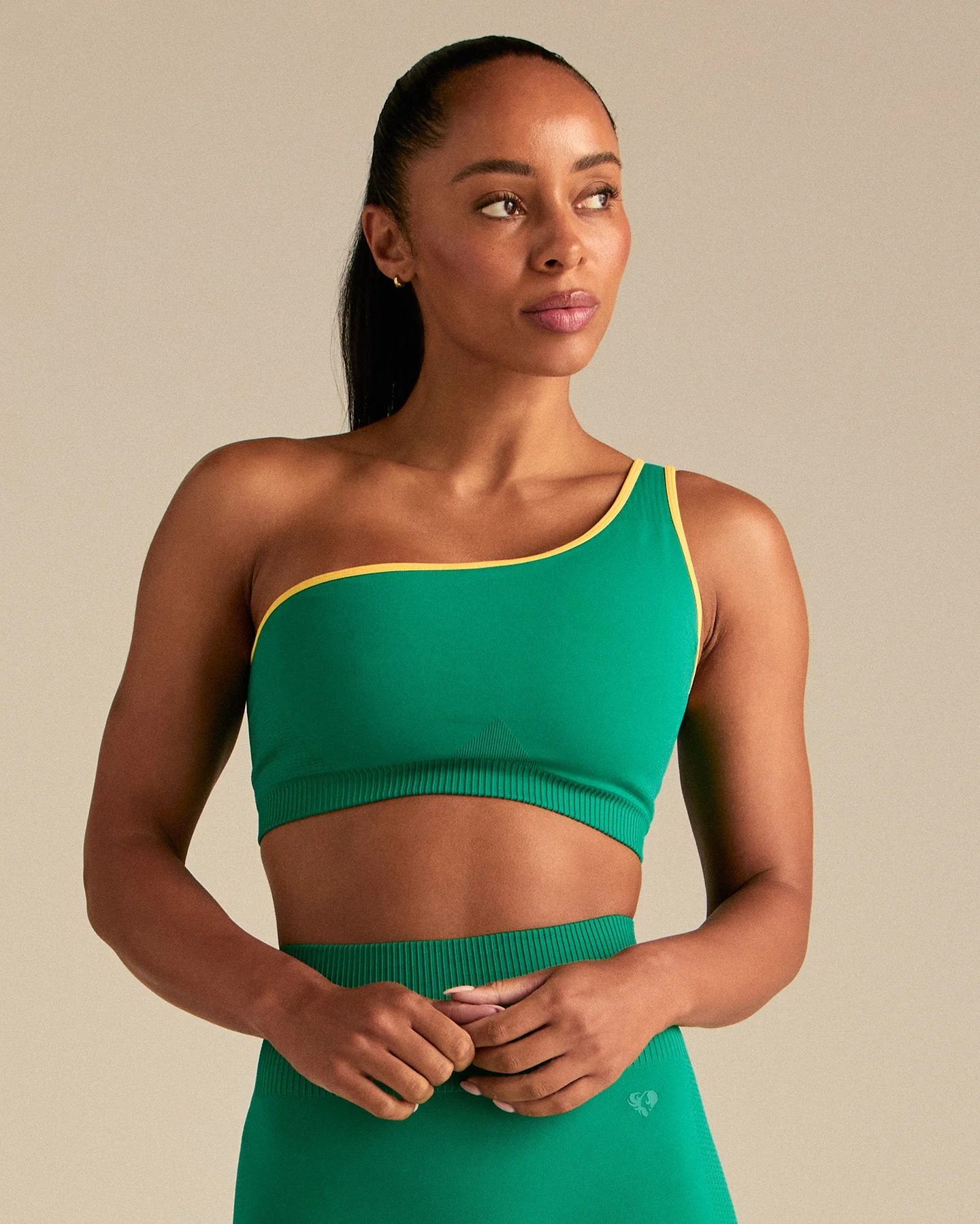Power One Shoulder Bra | Amazonia Green