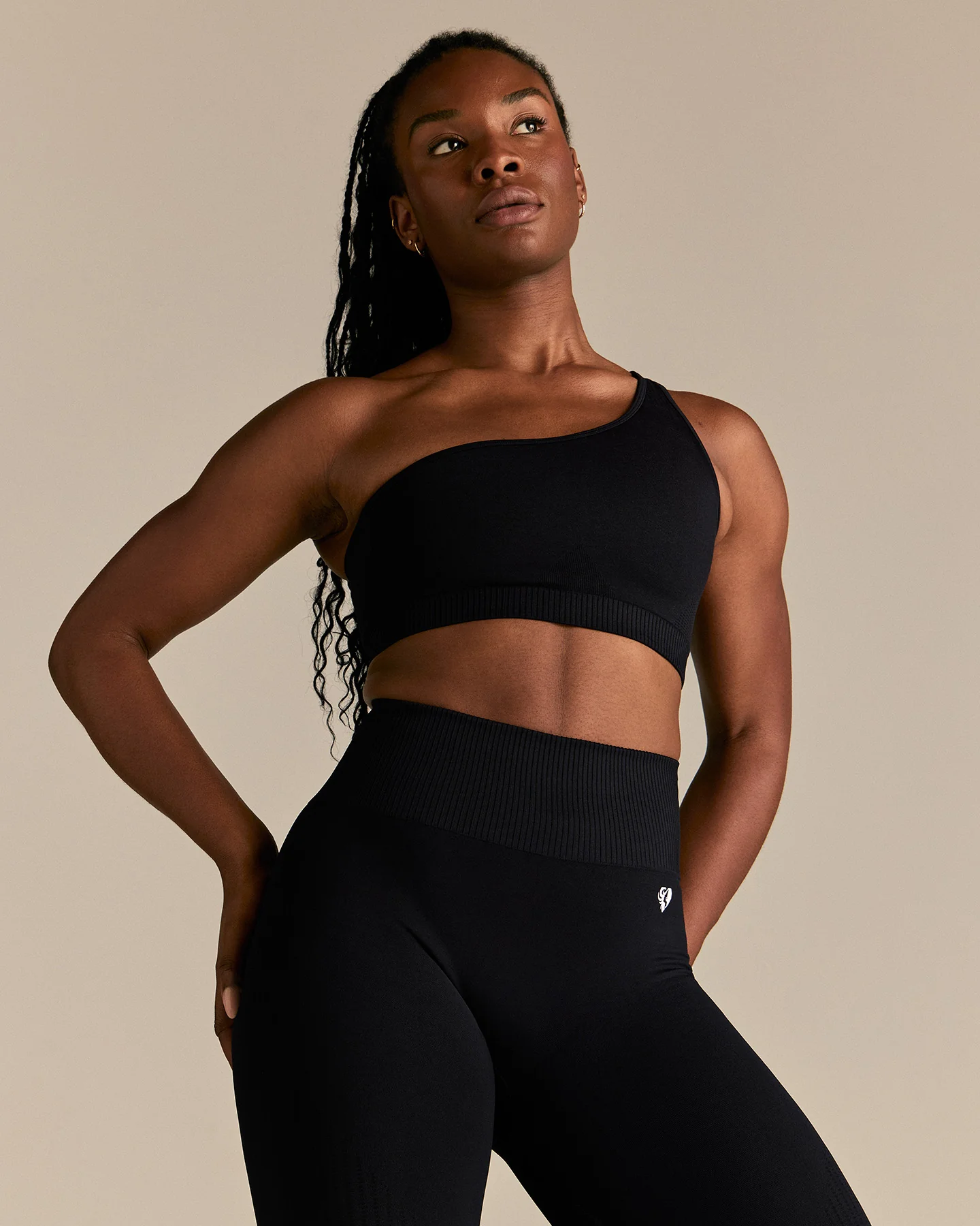 Power One Shoulder Bra | Black