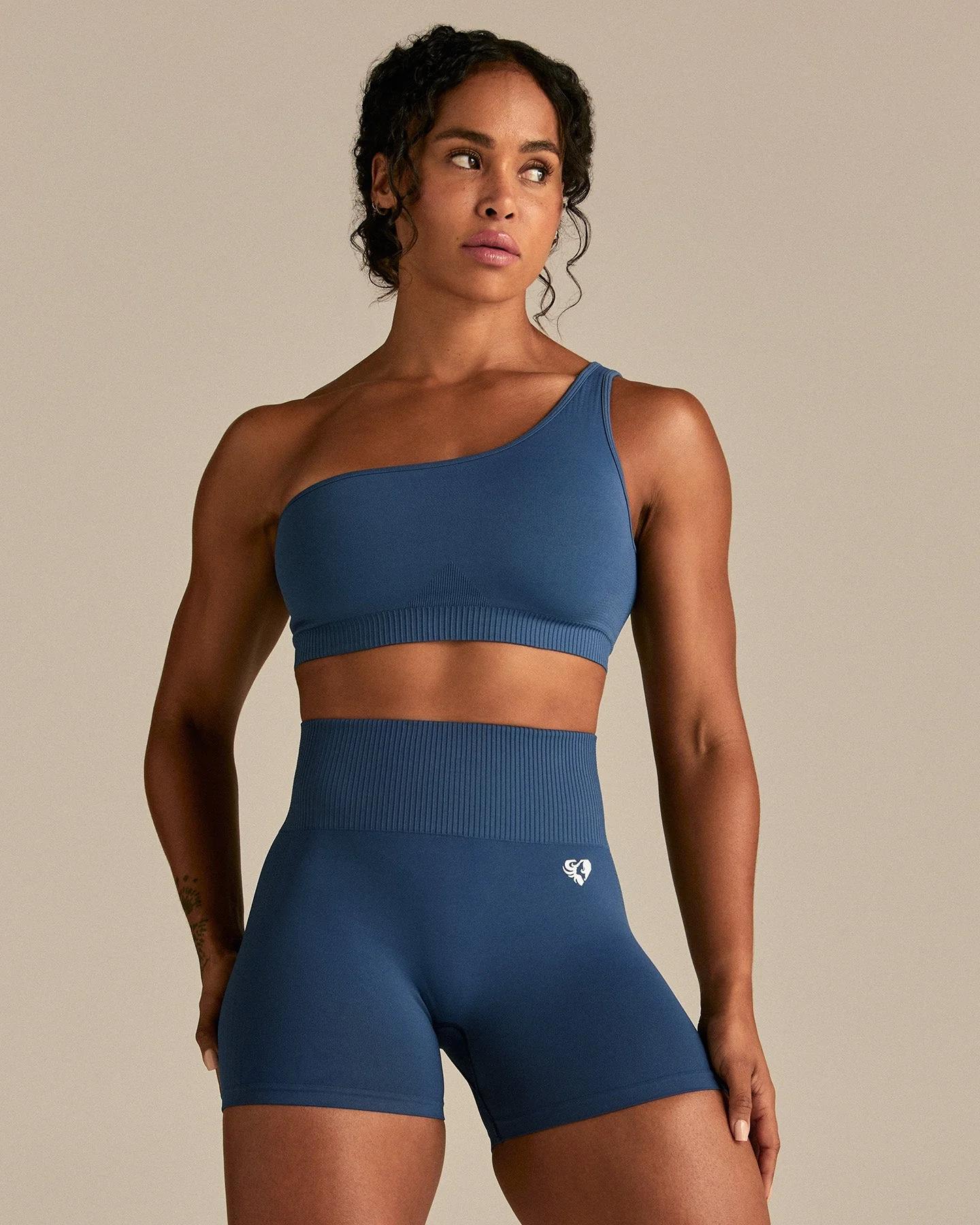 Power One Shoulder Bra | Blueberry