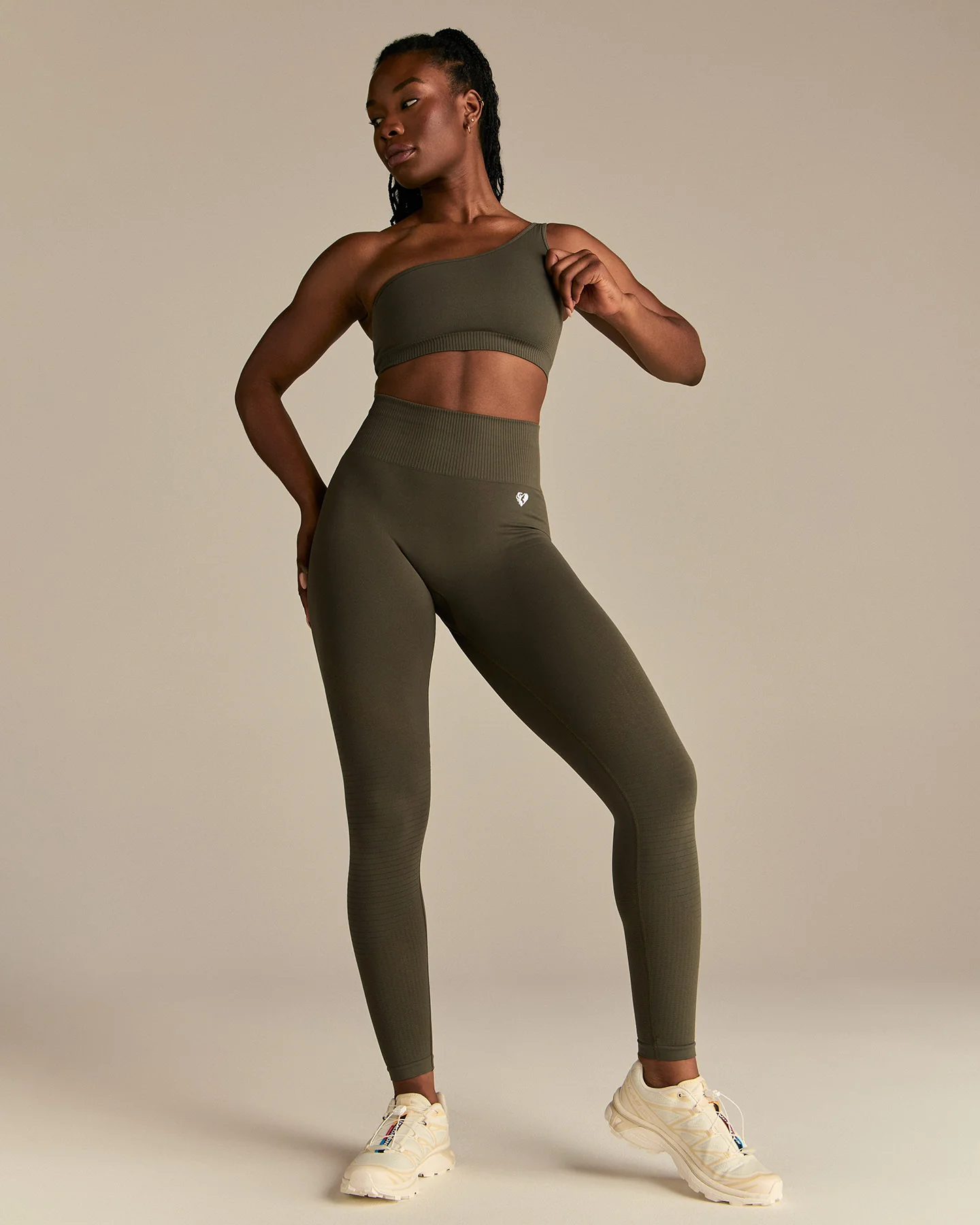Power One Shoulder Bra | Dark Olive - Image 3