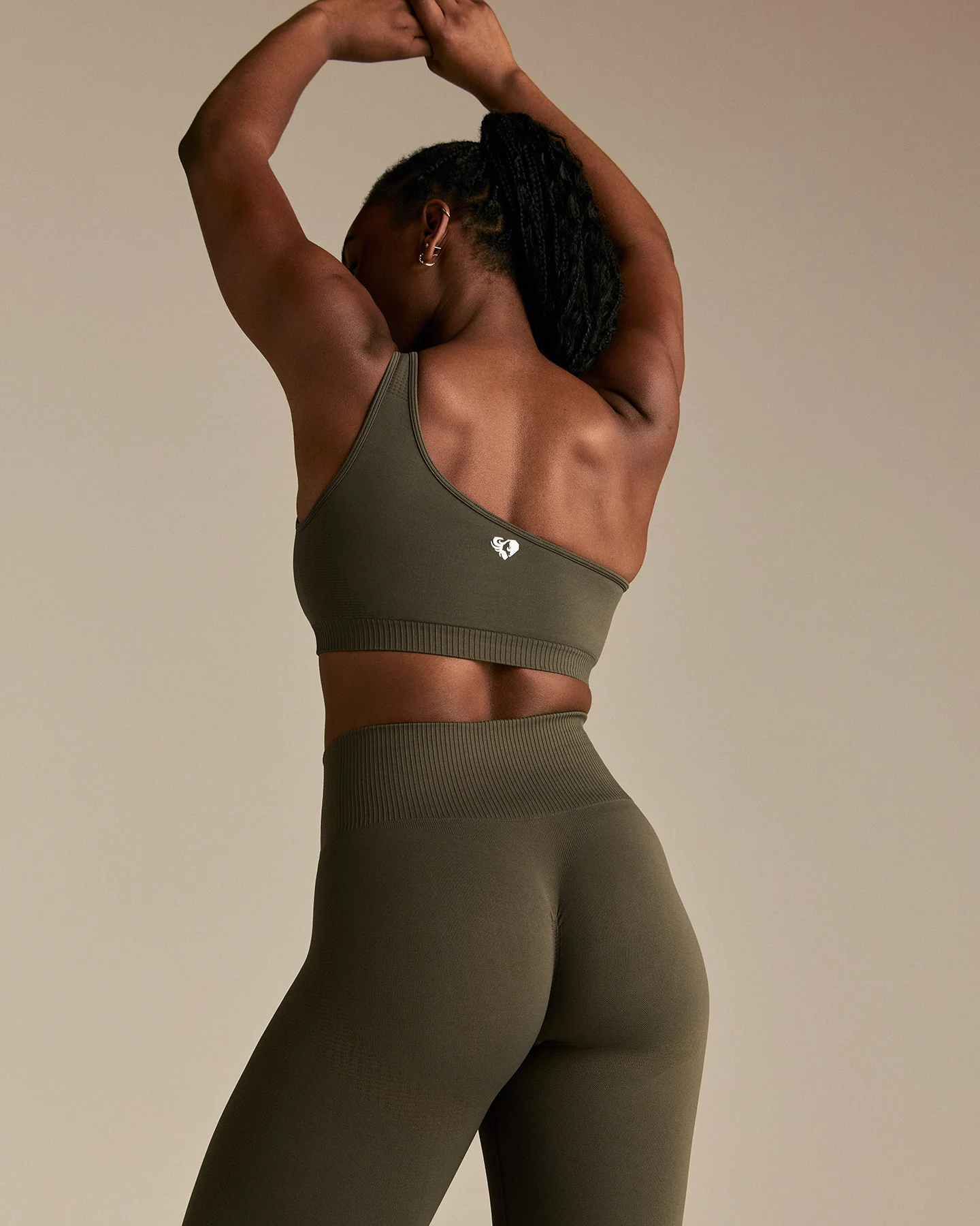 Power One Shoulder Bra | Dark Olive - Image 7