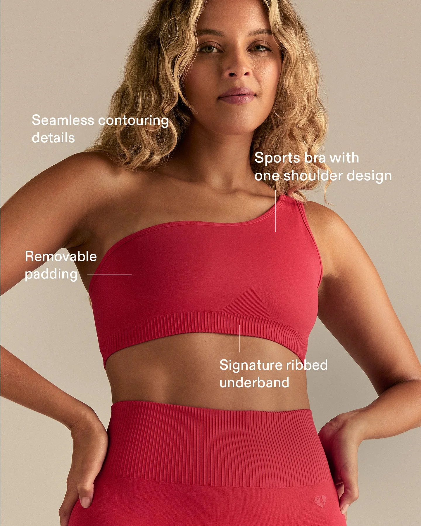 Power One Shoulder Bra | Spicy Red - Image 3