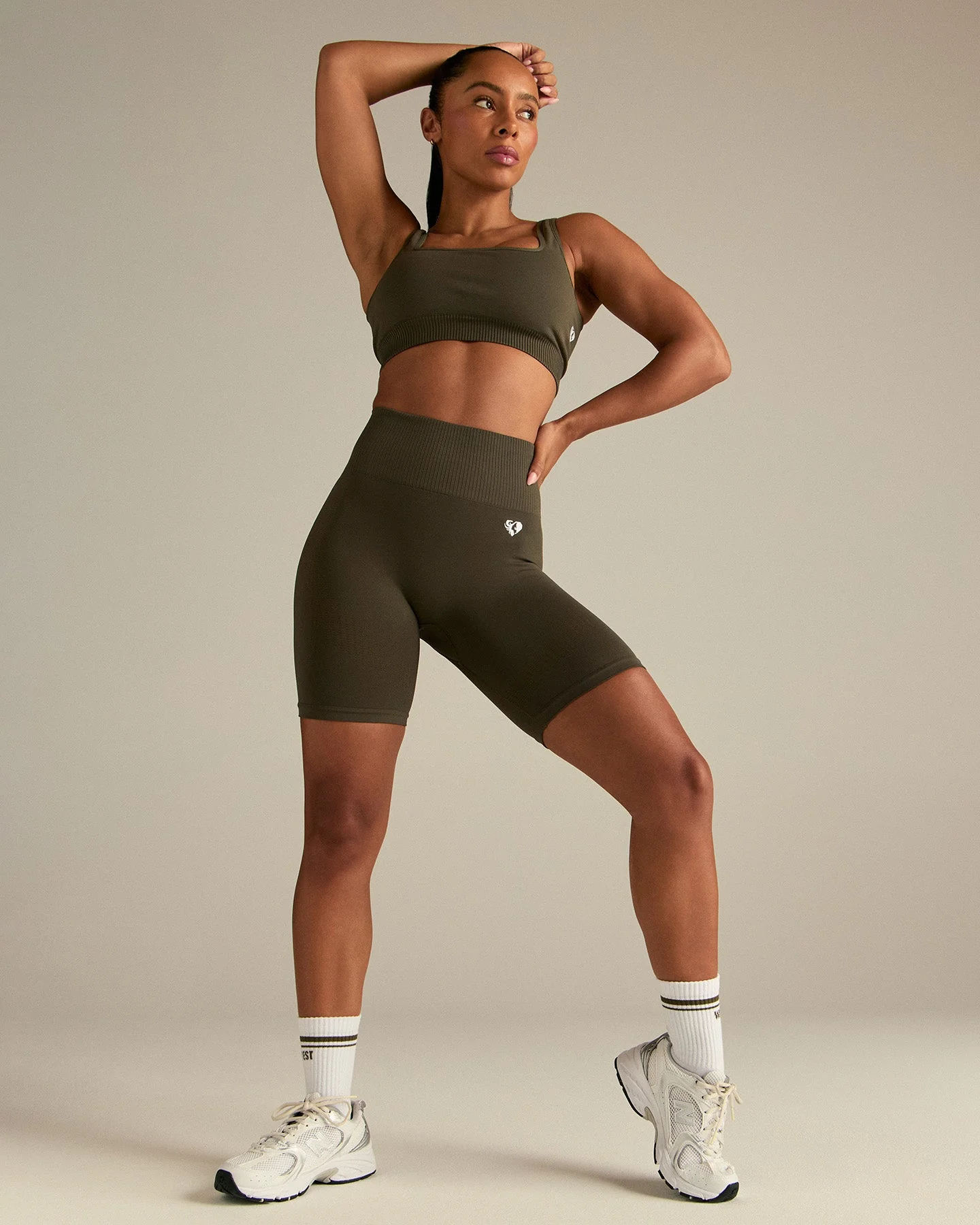 Power Open Back Mini Bra | Dark Olive - Image 4