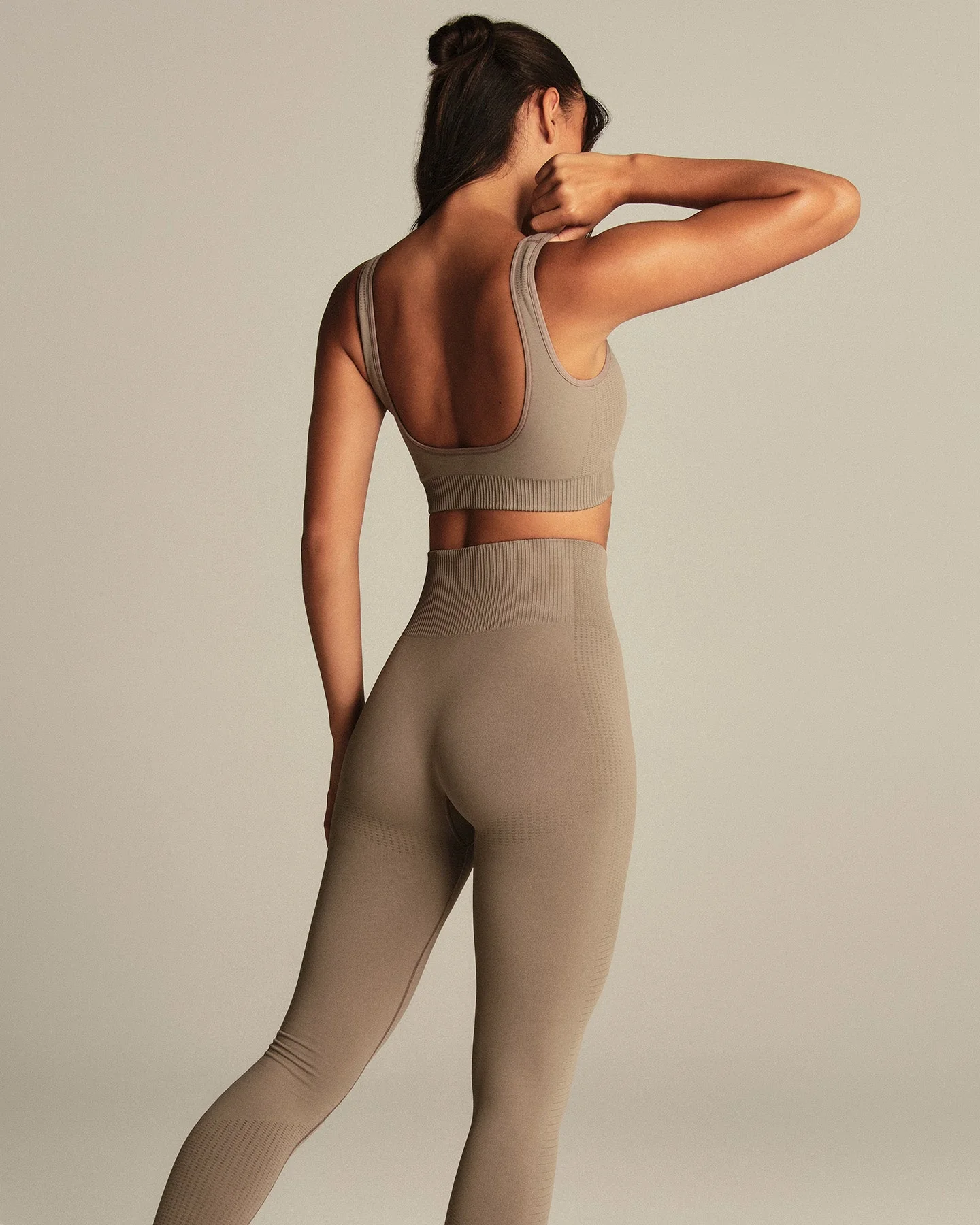 Power Open Back Mini Bra | Taupe Grey - Image 8