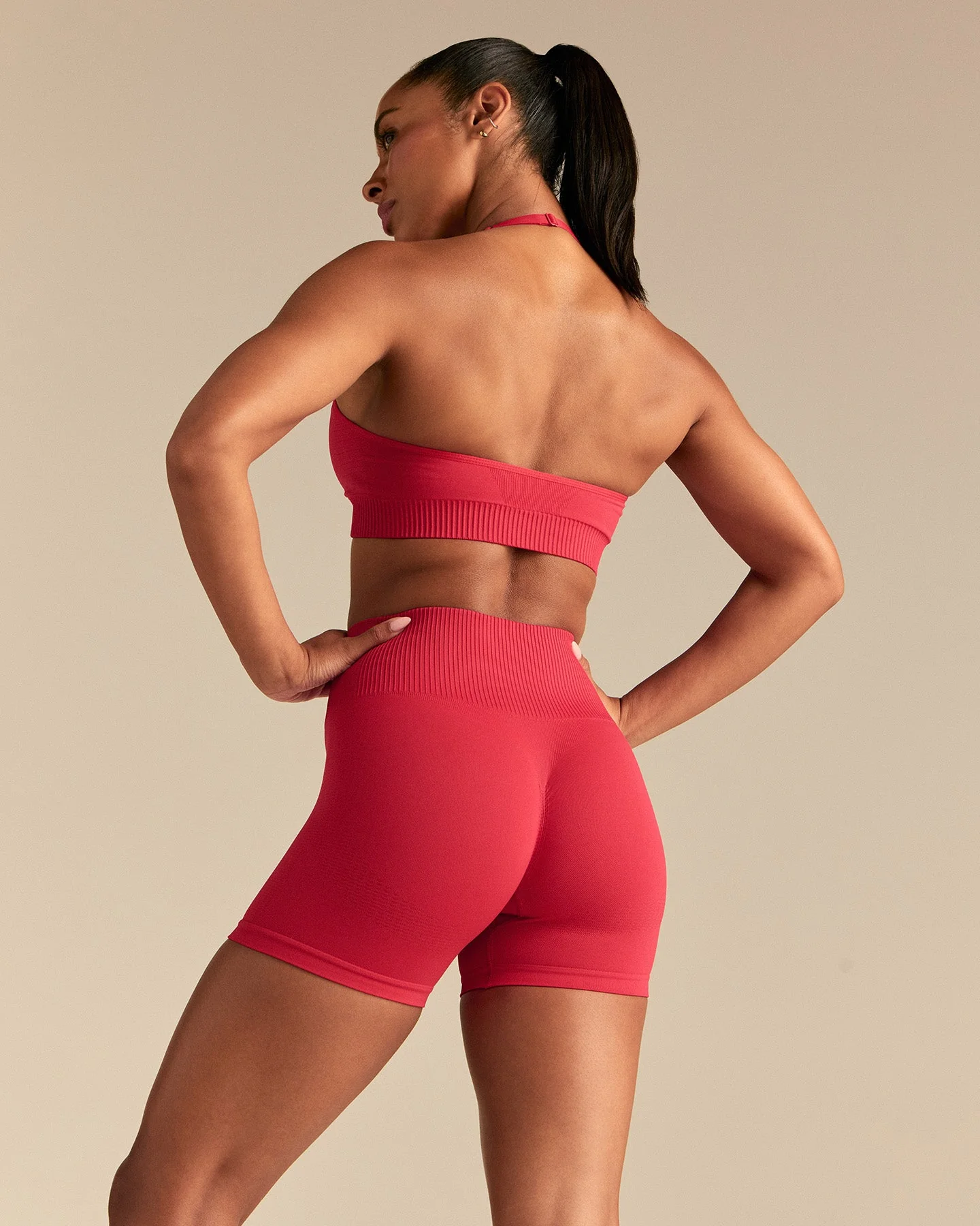 Power High Waist Scrunch Shorts | Spicy Red - Image 6