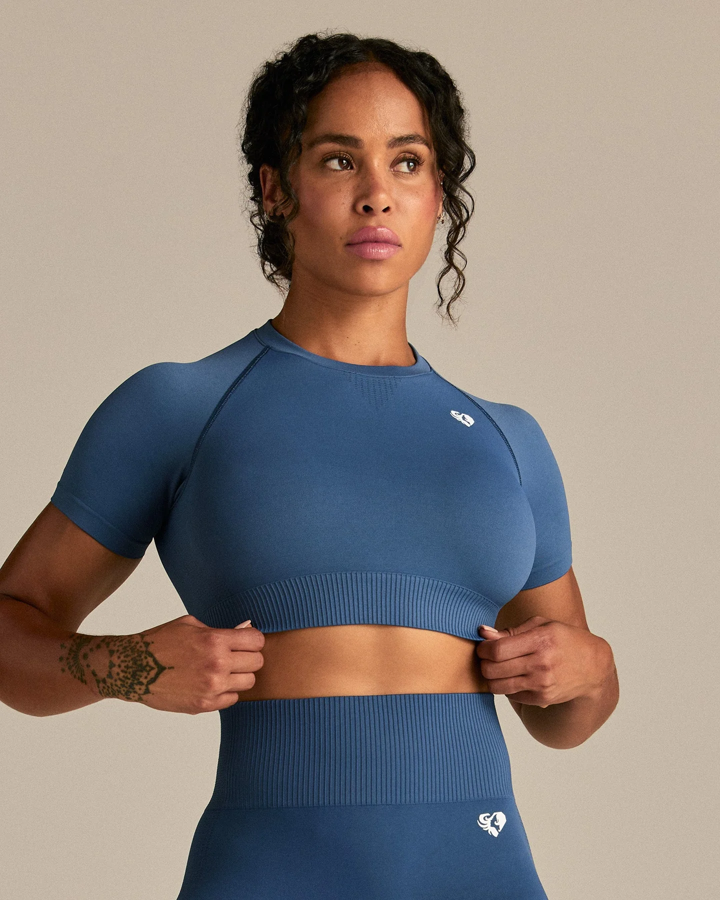 Power Short Sleeve Crop Top | Blueberry