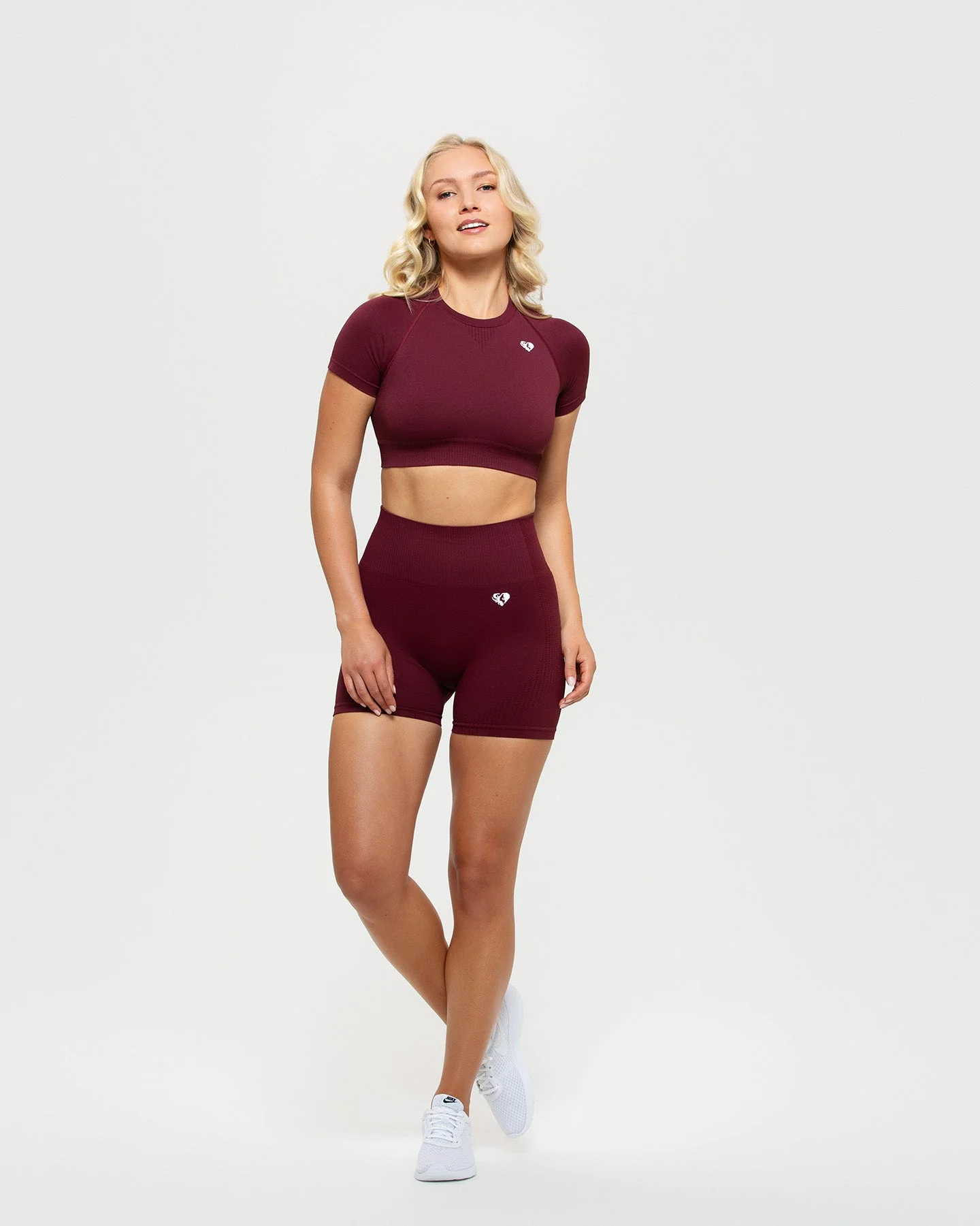 Power Short Sleeve Crop Top | Dark Cherry - Image 3