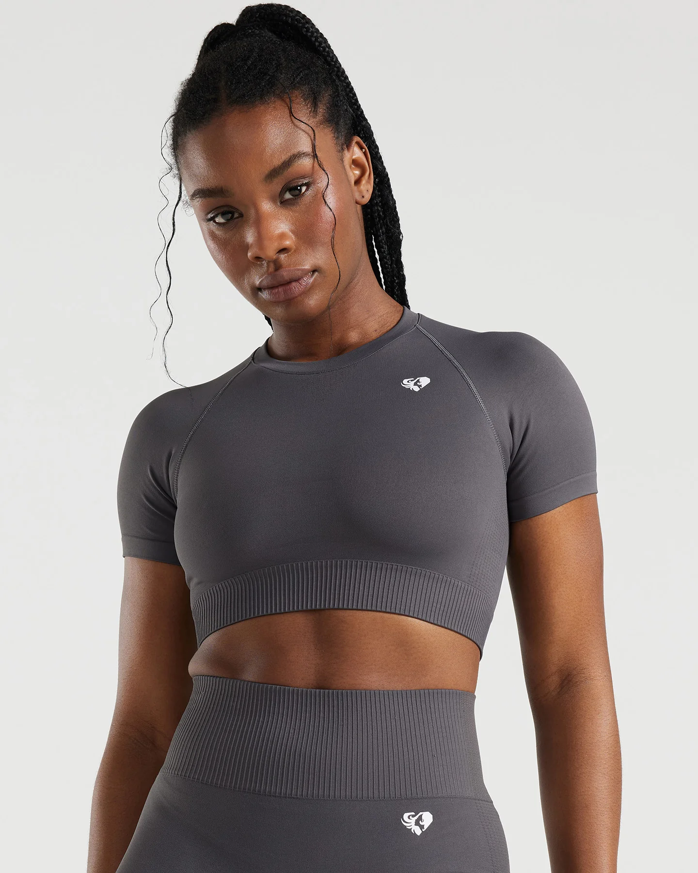 Power Short Sleeve Crop Top | Graphite