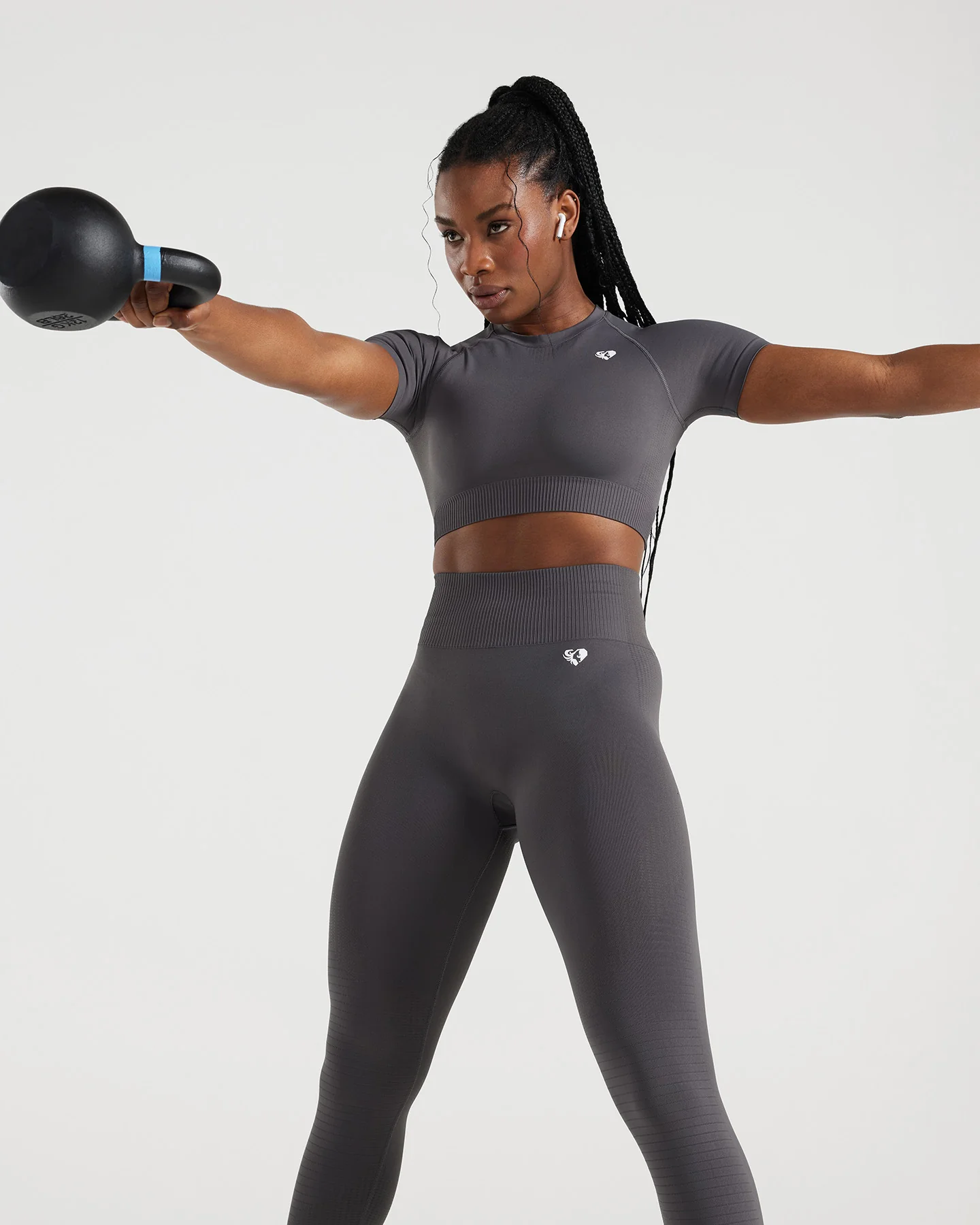 Power Short Sleeve Crop Top | Graphite - Image 2