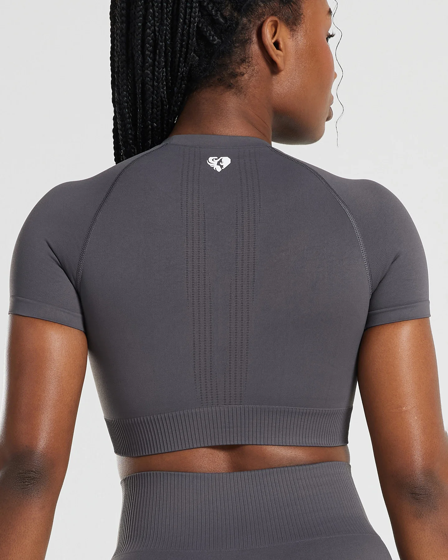 Power Short Sleeve Crop Top | Graphite - Image 3