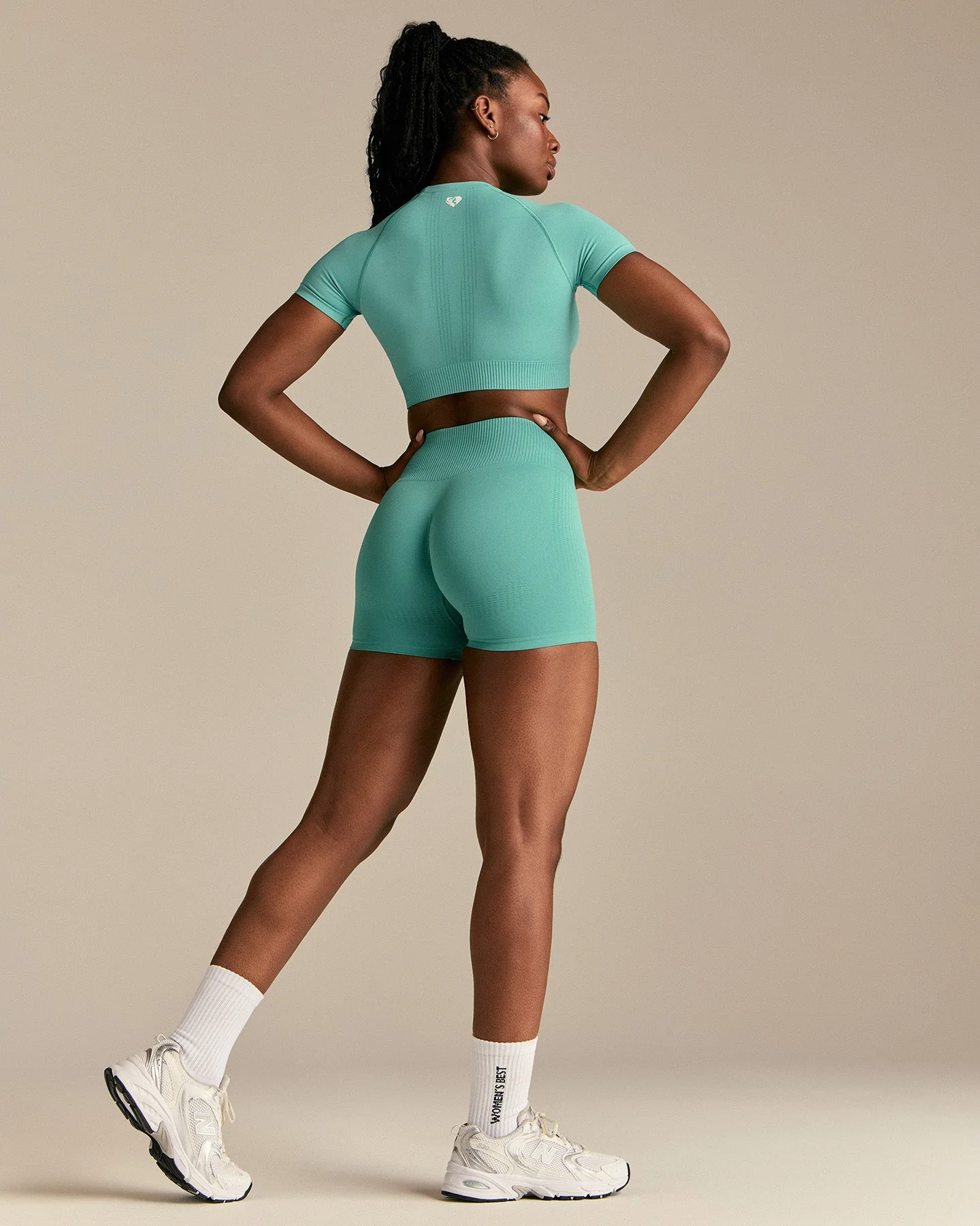 Power Short Sleeve Crop Top | Marine Green - Image 2