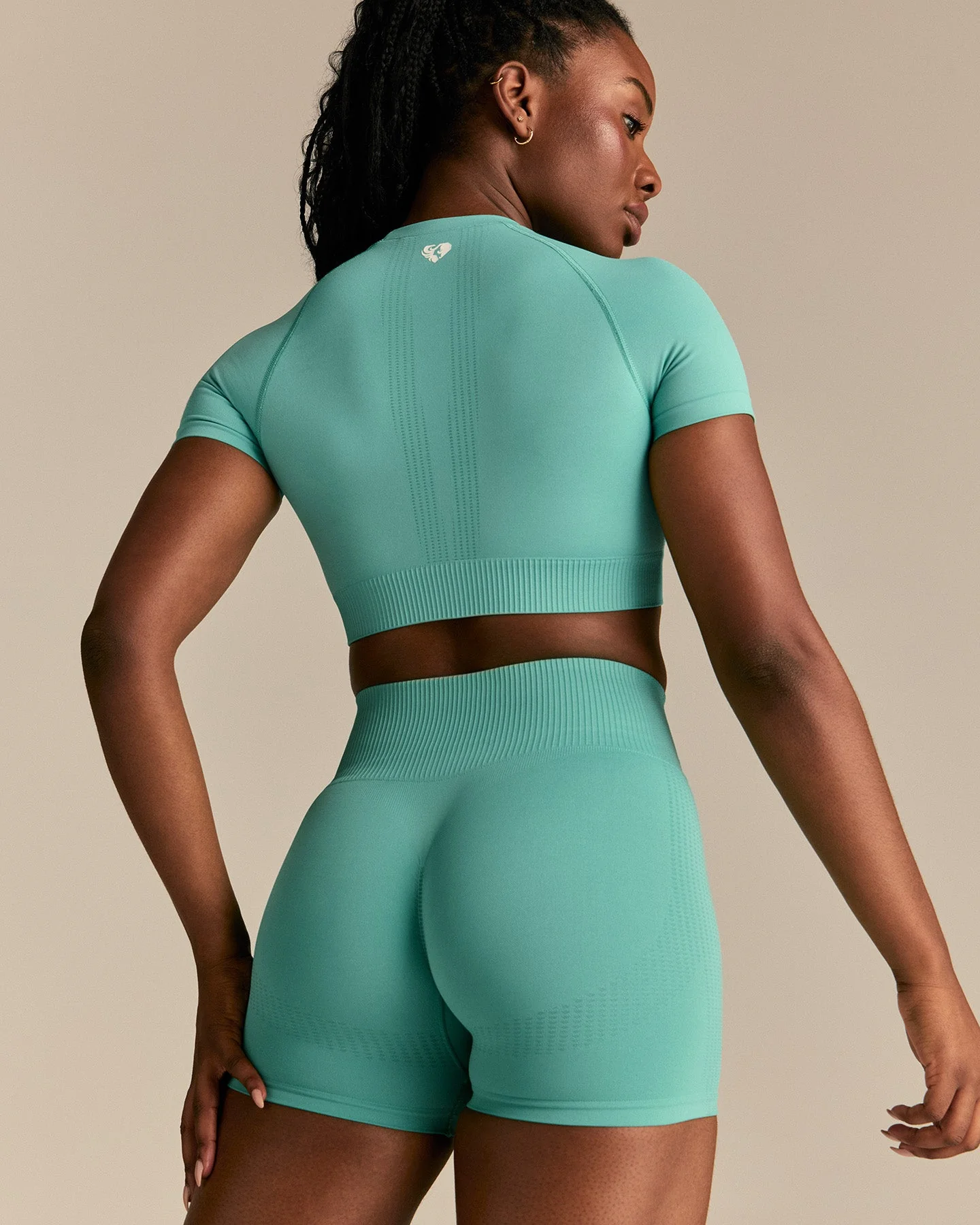 Power Short Sleeve Crop Top | Marine Green - Image 6