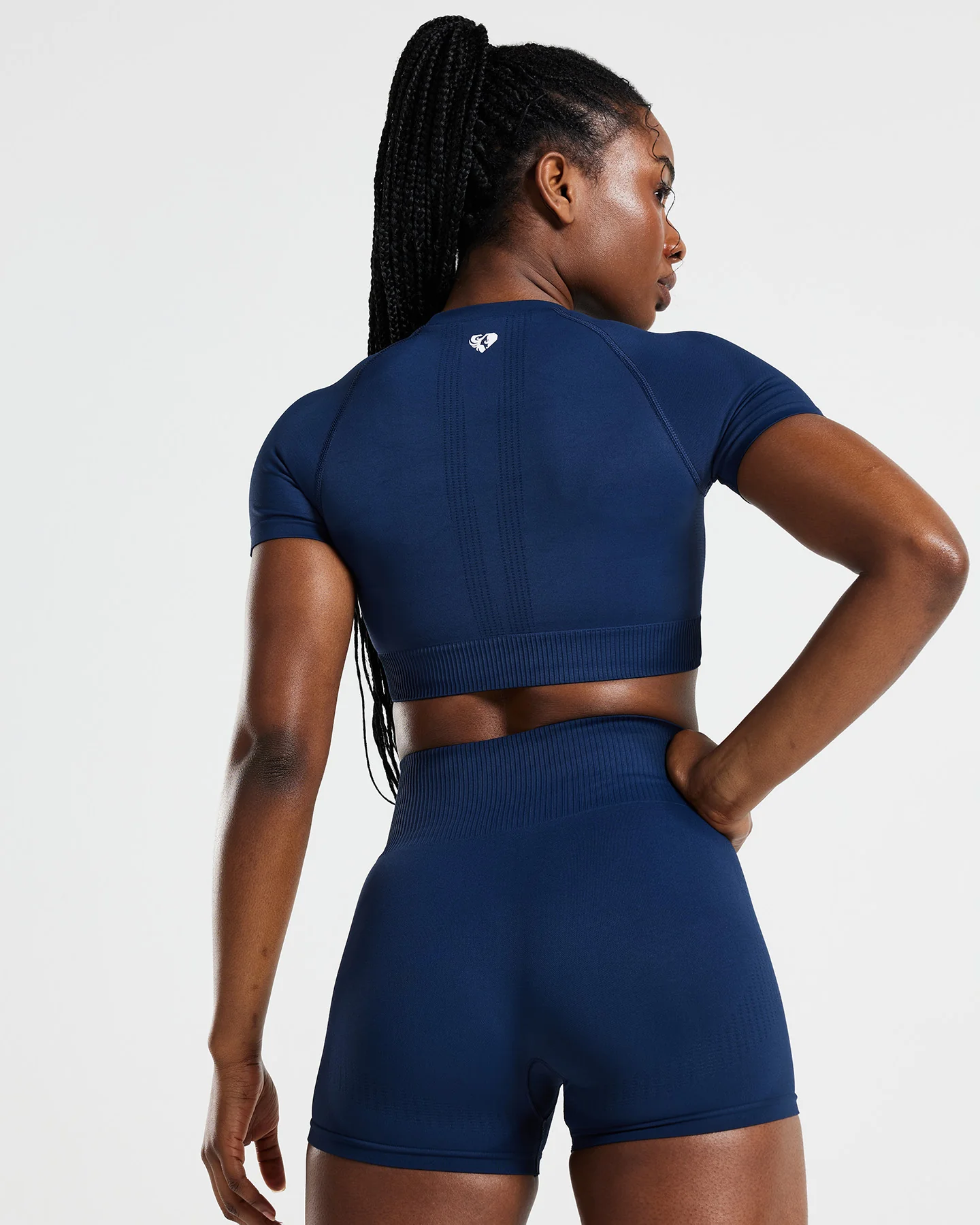 Power Short Sleeve Crop Top | Sapphire Blue - Image 4