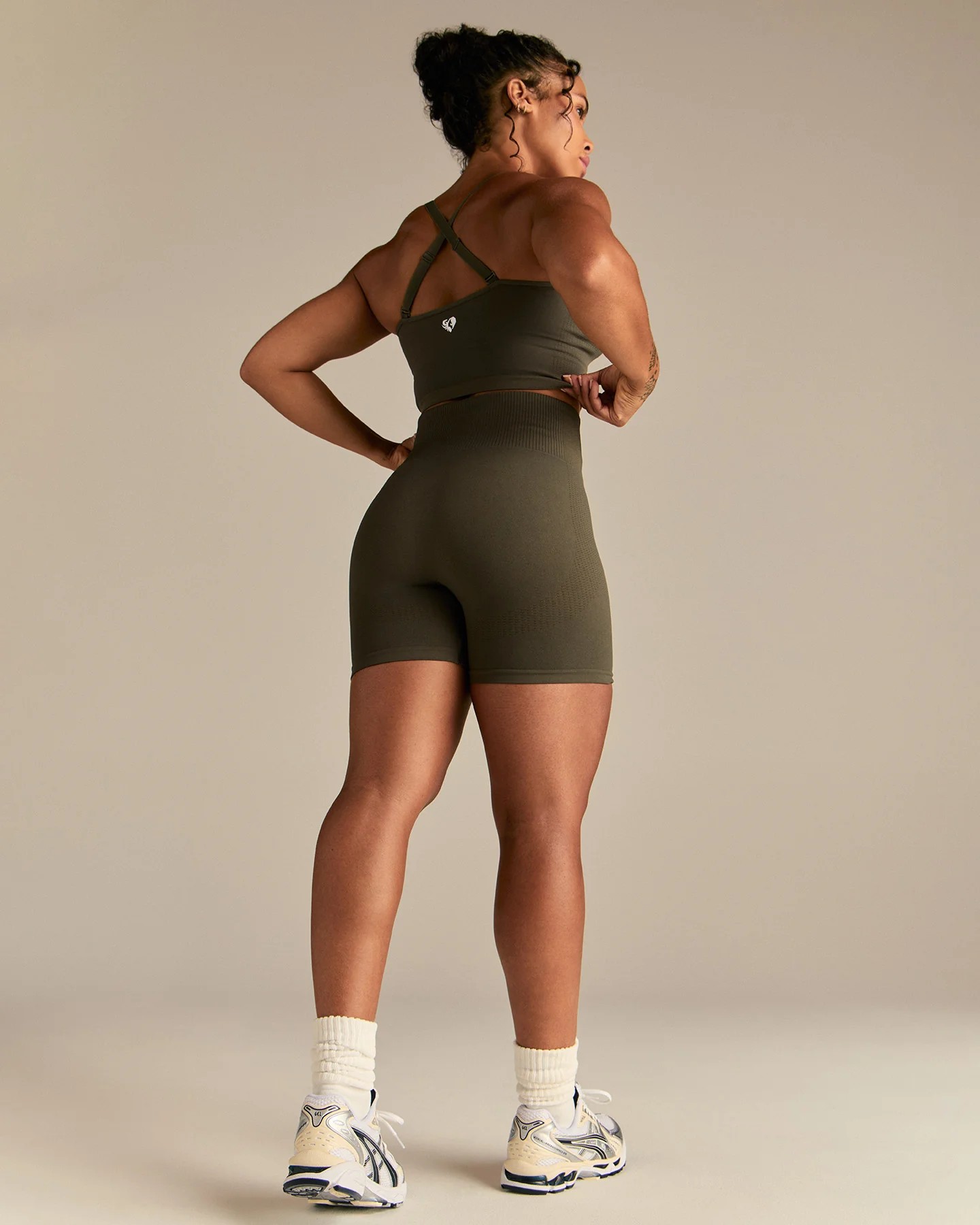 Power High Waist Shorts | Dark Olive - Image 4