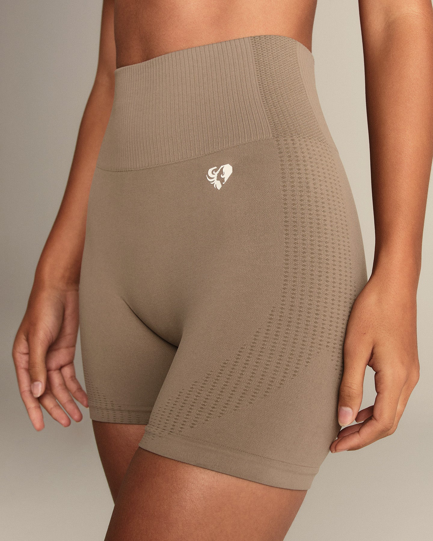 Power High Waist Shorts | Taupe Grey - Image 4