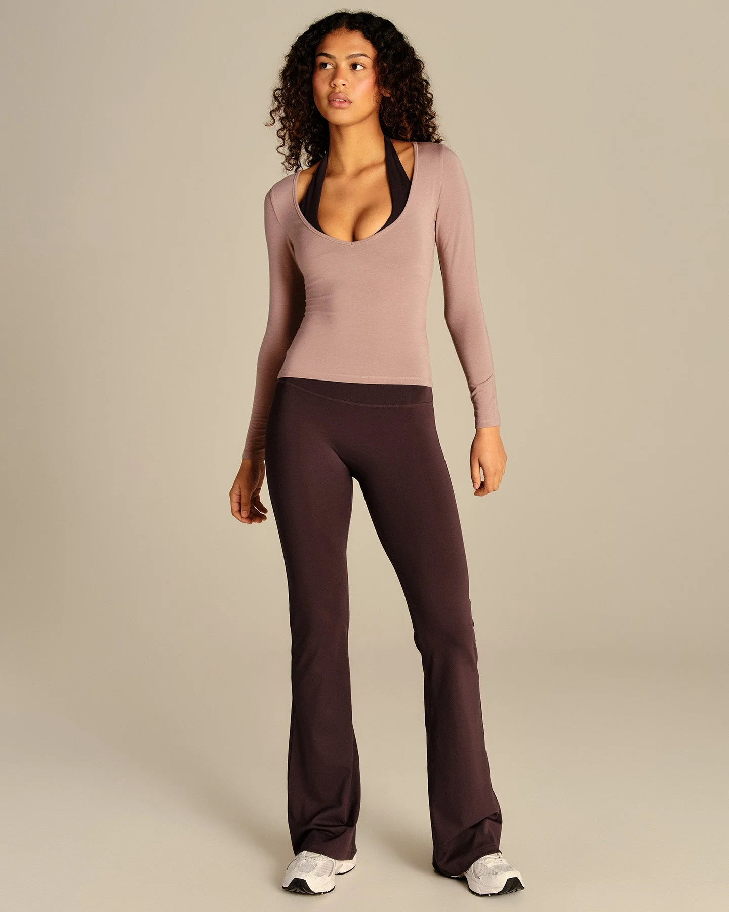 Smooth Contour Long Sleeve Reversible T-Shirt | Mauve Taupe - Image 2