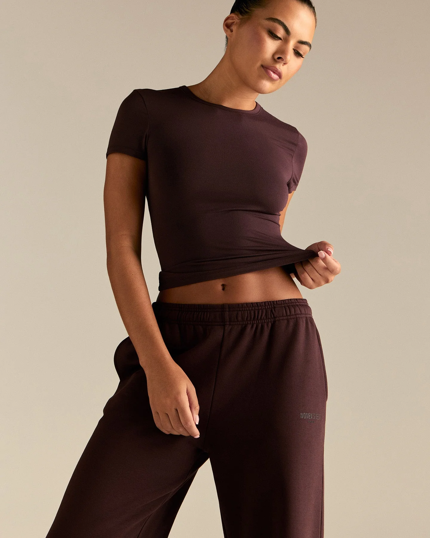 Smooth Contour Midi Short Sleeve T-Shirt | Cafe Noir - Image 4