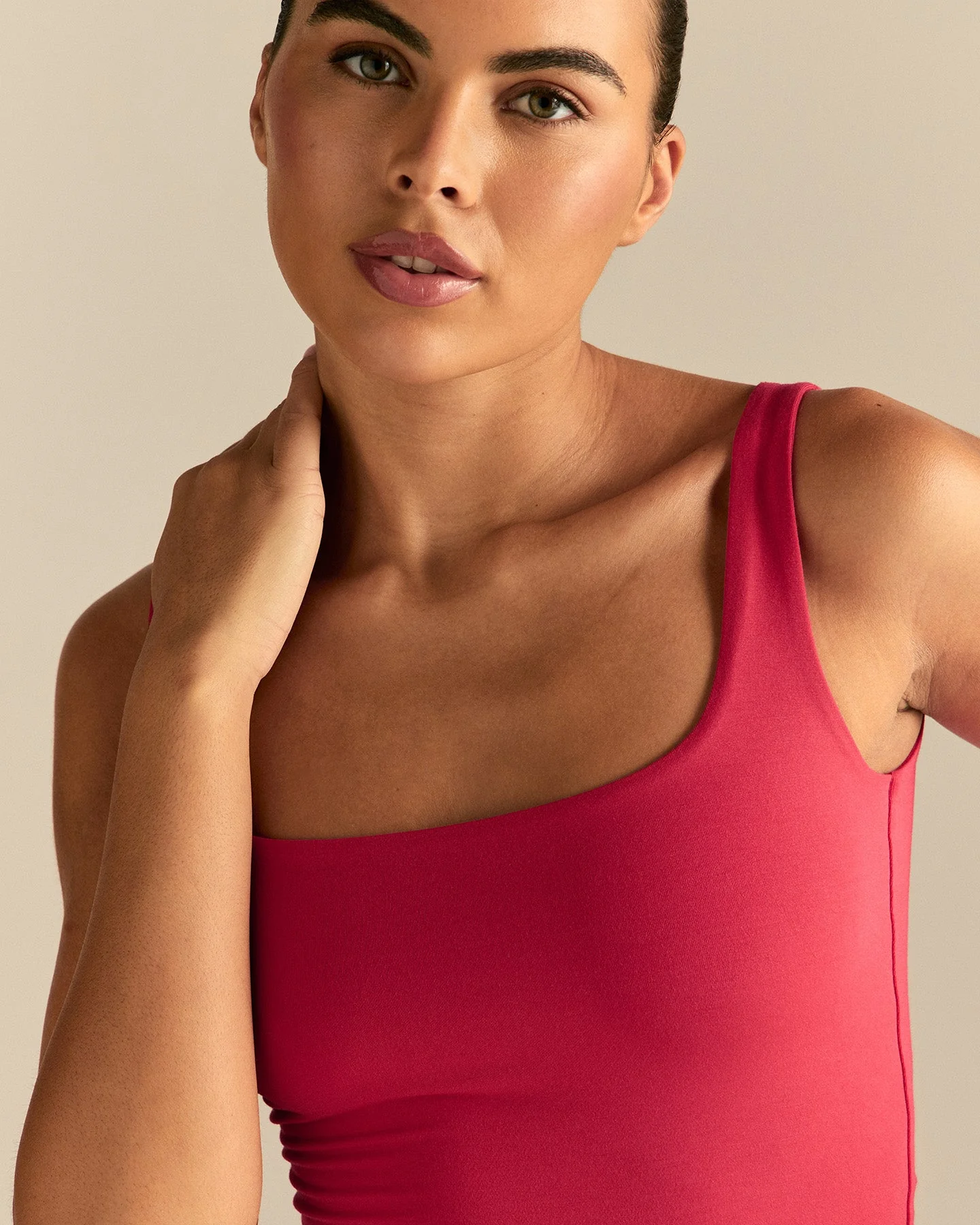 Smooth Contour Midi Square Neck Tank | Candy Apple - Image 6