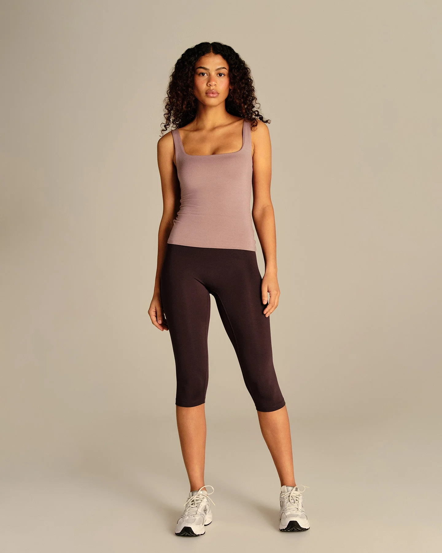 Smooth Contour Midi Square Neck Tank | Mauve Taupe - Image 4